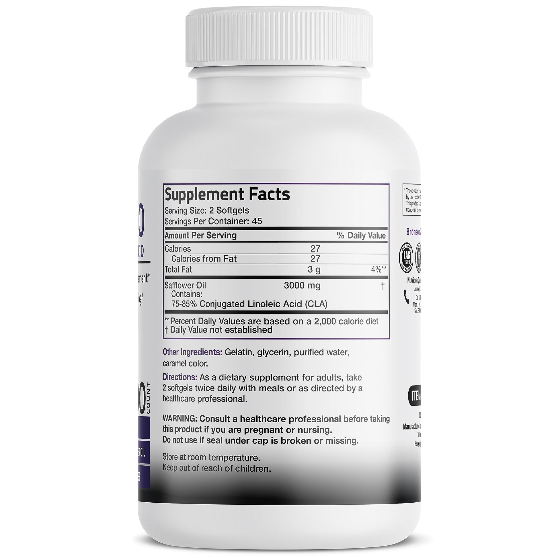 Bronson CLA 3000 Extra High Potency Supports Healthy Weight Managem Bronson Au supplements