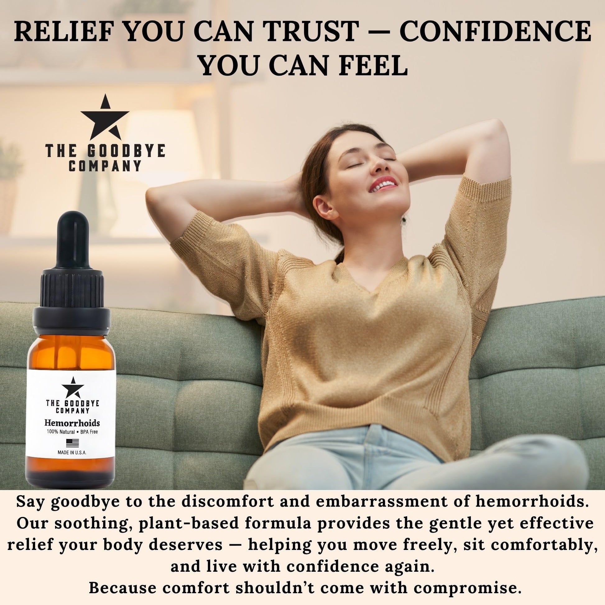 The Goodbye Company Organic Hemorrhoid Relief Serum - Natural Witch Hazel Treatment for Pain, Itch & Swelling - Internal External Soothing Formula - Vegan, USA Made, 15mL The Goodbye Company Au supplements