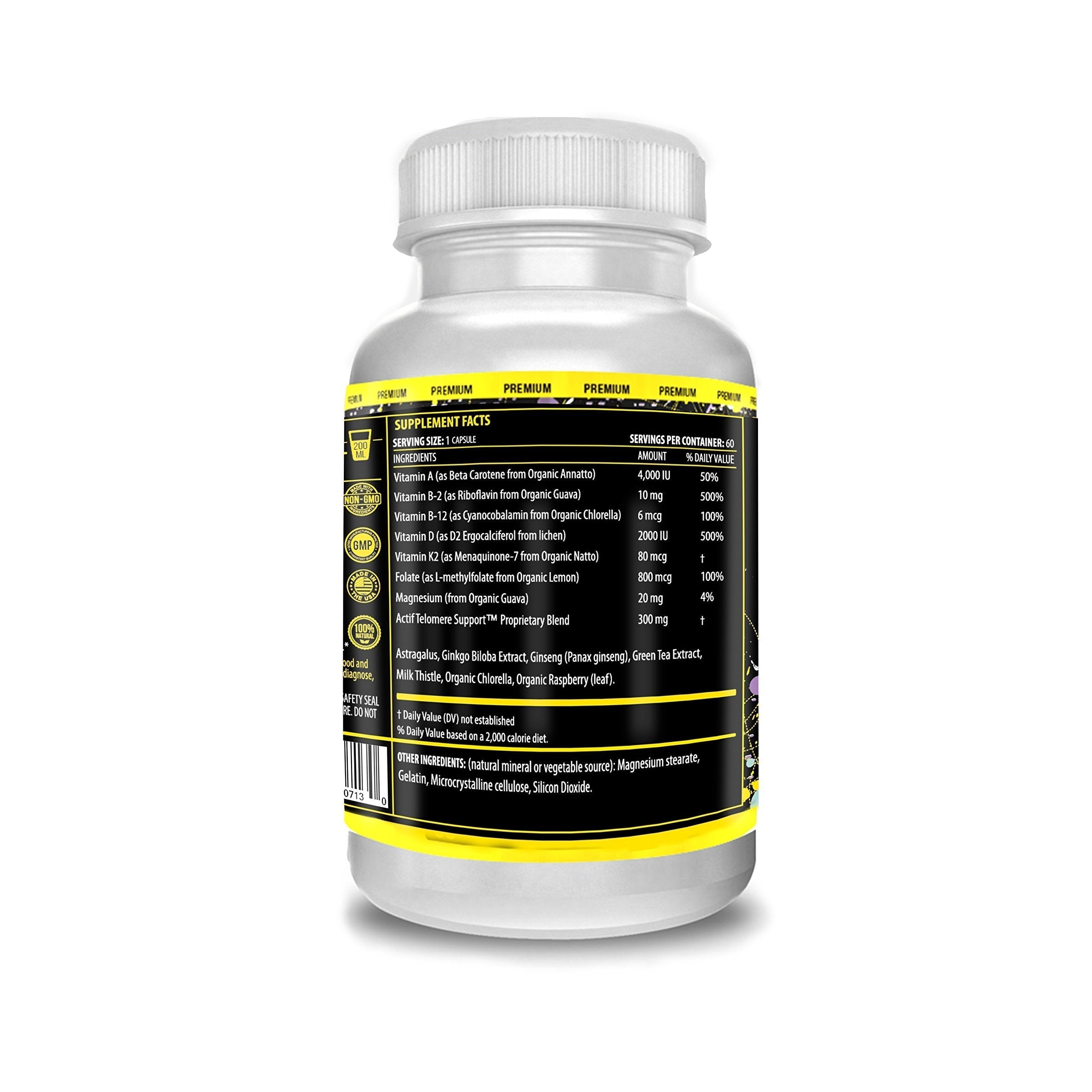 ACTIF Telomere Mega Support with 10+ Factors, Non-GMO, Telomerase and DNA Supplement for Energy, Memory and Anti-Aging, Made in USA, 60 Count ACTIF Au supplements