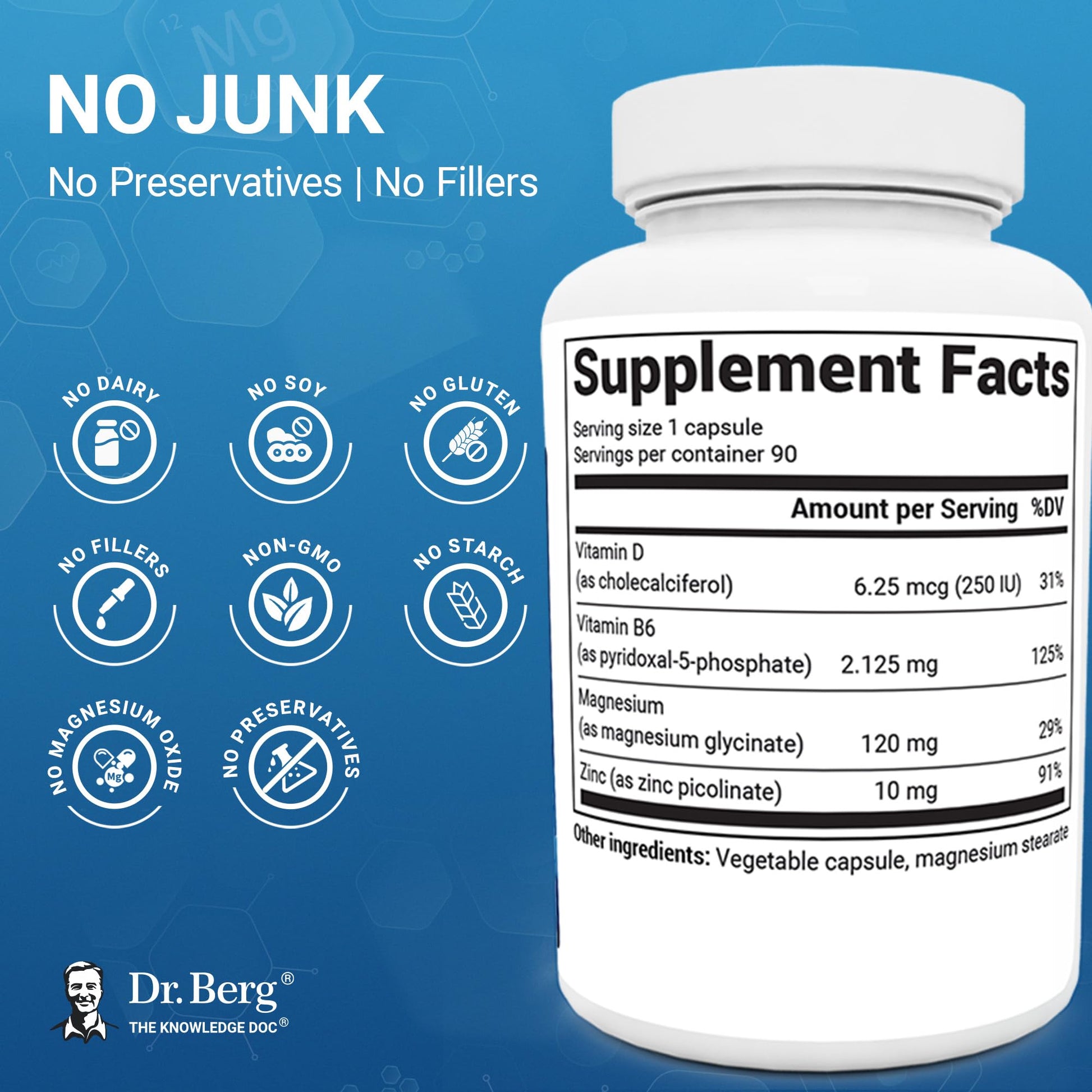 Dr. Berg Magnesium Glycinate 90ct – 4-in-1 Chelated for Muscle, Nerve, Sleep & Stress Support*– w/ D3, B6 & Zinc – 4X Lab-Tested – No Fillers – Formulated in USA, GMP-Certified Dr. Berg Nutritionals Au supplements