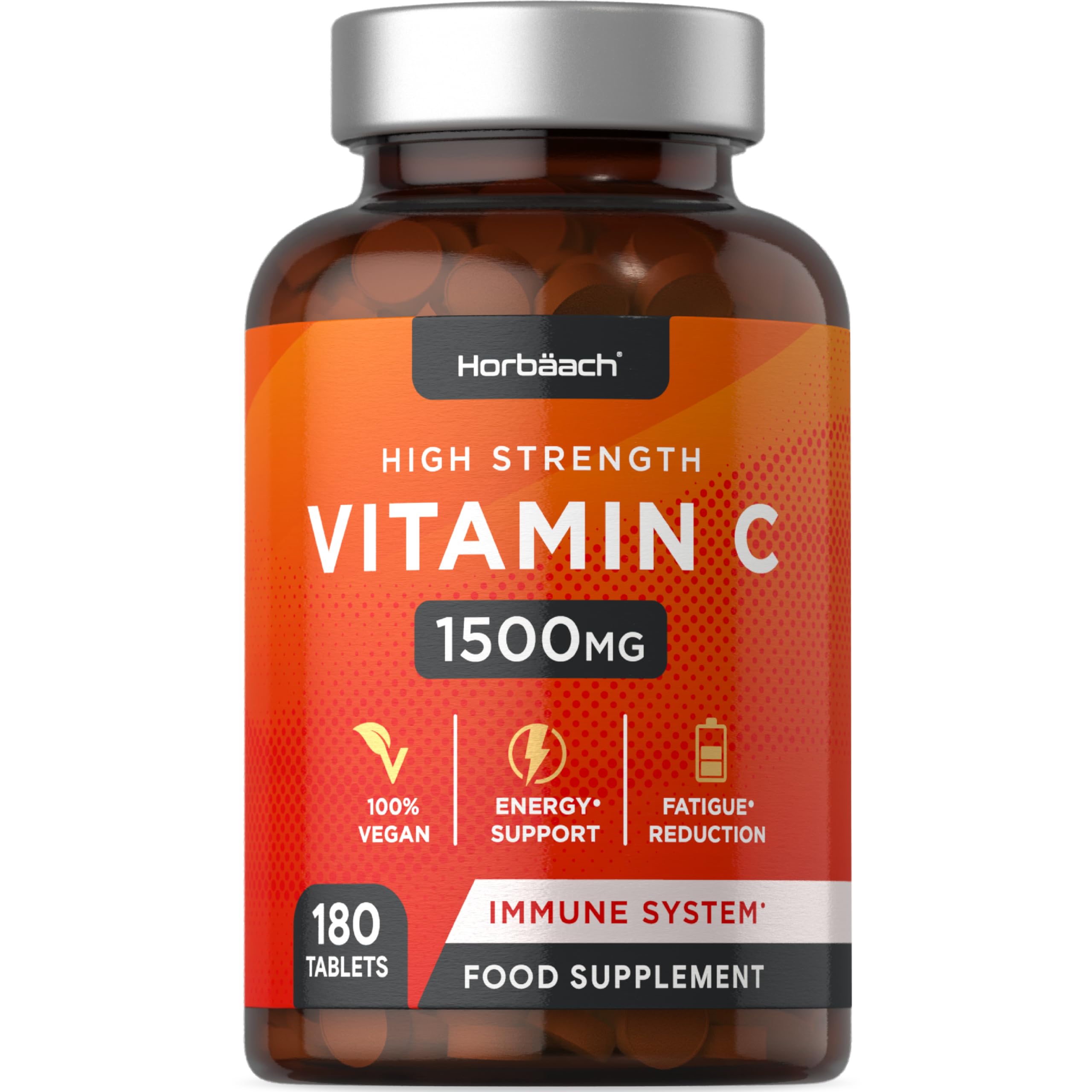 Vitamin C Tablets 1500mg | 180 Count | High Strength Vegan Supplement | No Artificial Horbäach Au supplements
