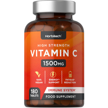 Vitamin C Tablets 1500mg | 180 Count | High Strength Vegan Supplement | No Artificial Horbäach Au supplements