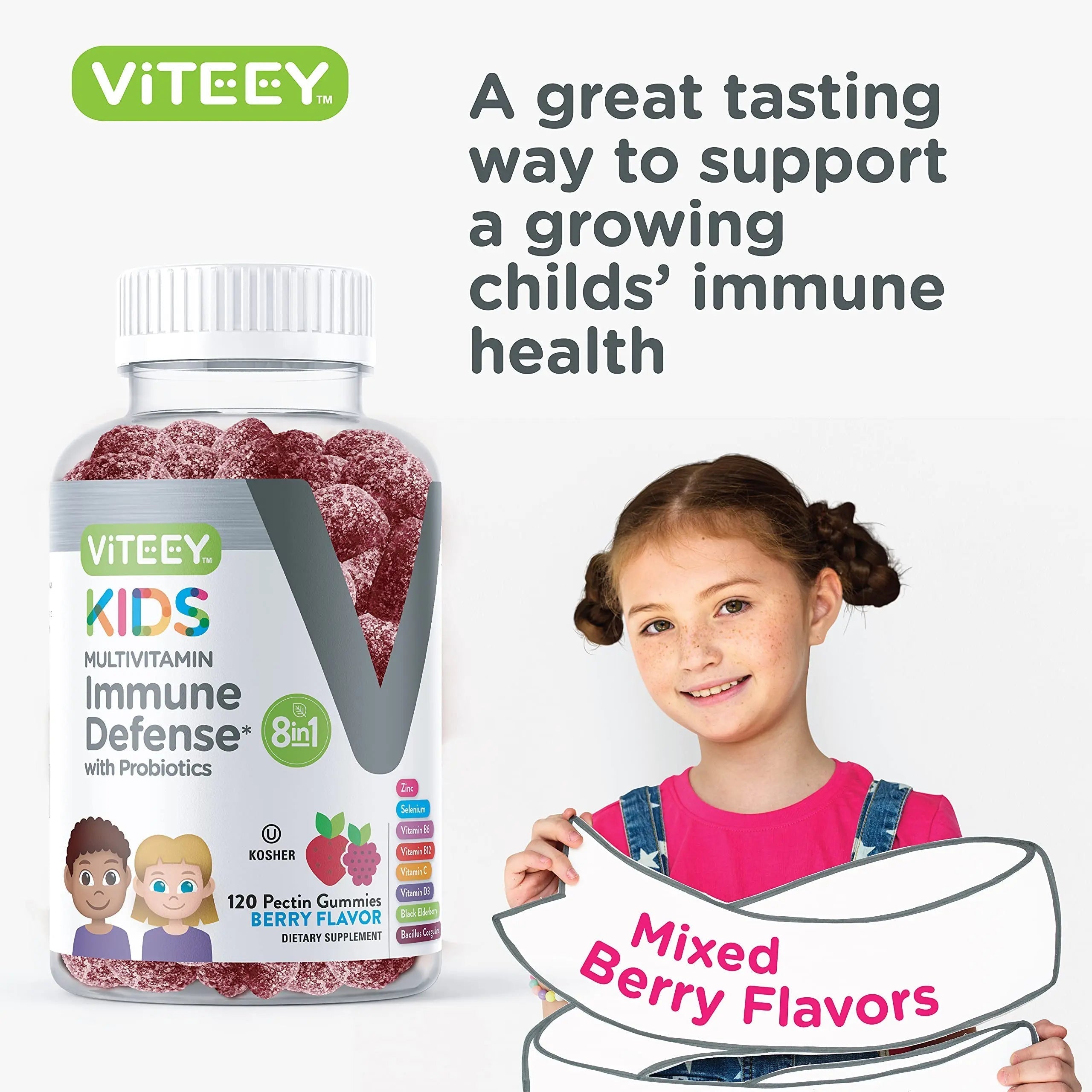 Viteey Kids Multivitamin Gummies with Probiotics - 8-1 Kids Vitamins for Immune Health Support with Vitamin C, D3, B12, B6 Viteey Au supplements