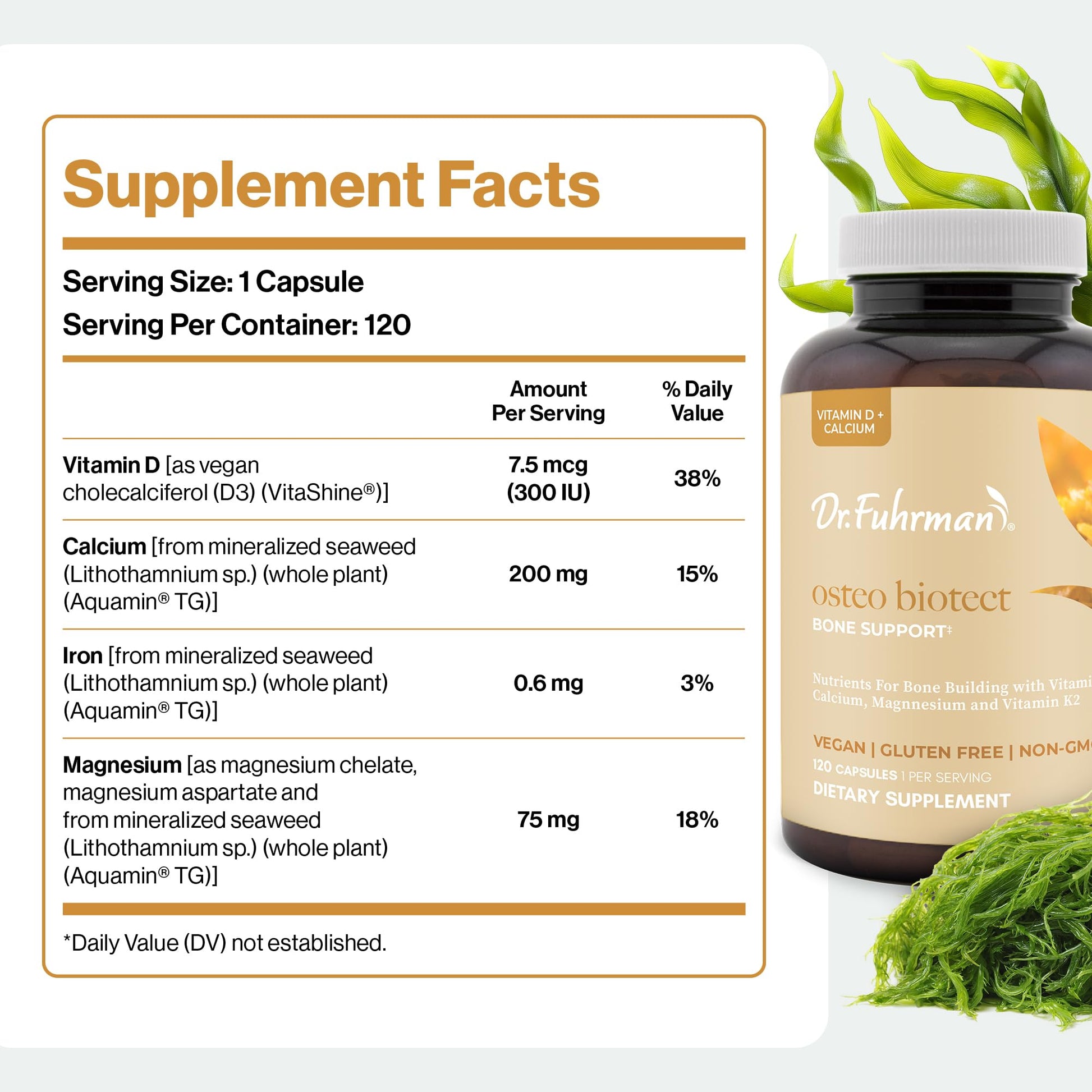 Dr. Fuhrman Osteo Bone Health Supplement | Wholefood Supplement for Women & Men | Vitamin for Bone Density | Organic Vitamin D3, Calcium, Magnesium & K2 | Natural Ingredients | 120 Caps Dr. Fuhrman Au supplements