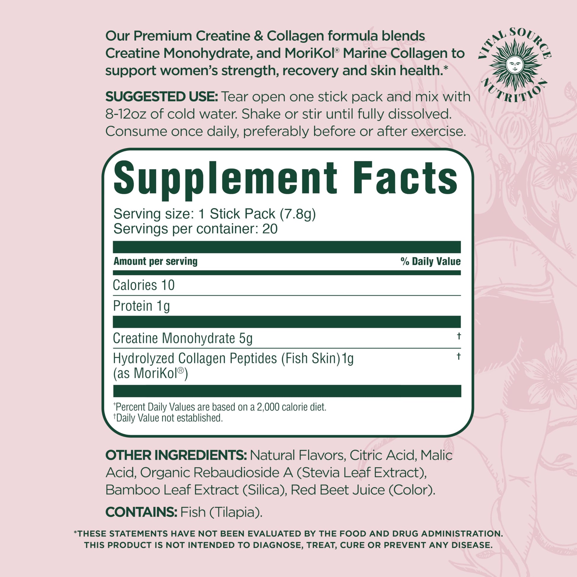 Vital Source Nutrition - Flexi - Creatine & Collagen Stick Packs - 5g Creatine Monohydrate + 1g MoriKol Collagen -Supports Strength, Recovery & Skin Health -20 Servings Vital Source Nutrition Au supplements