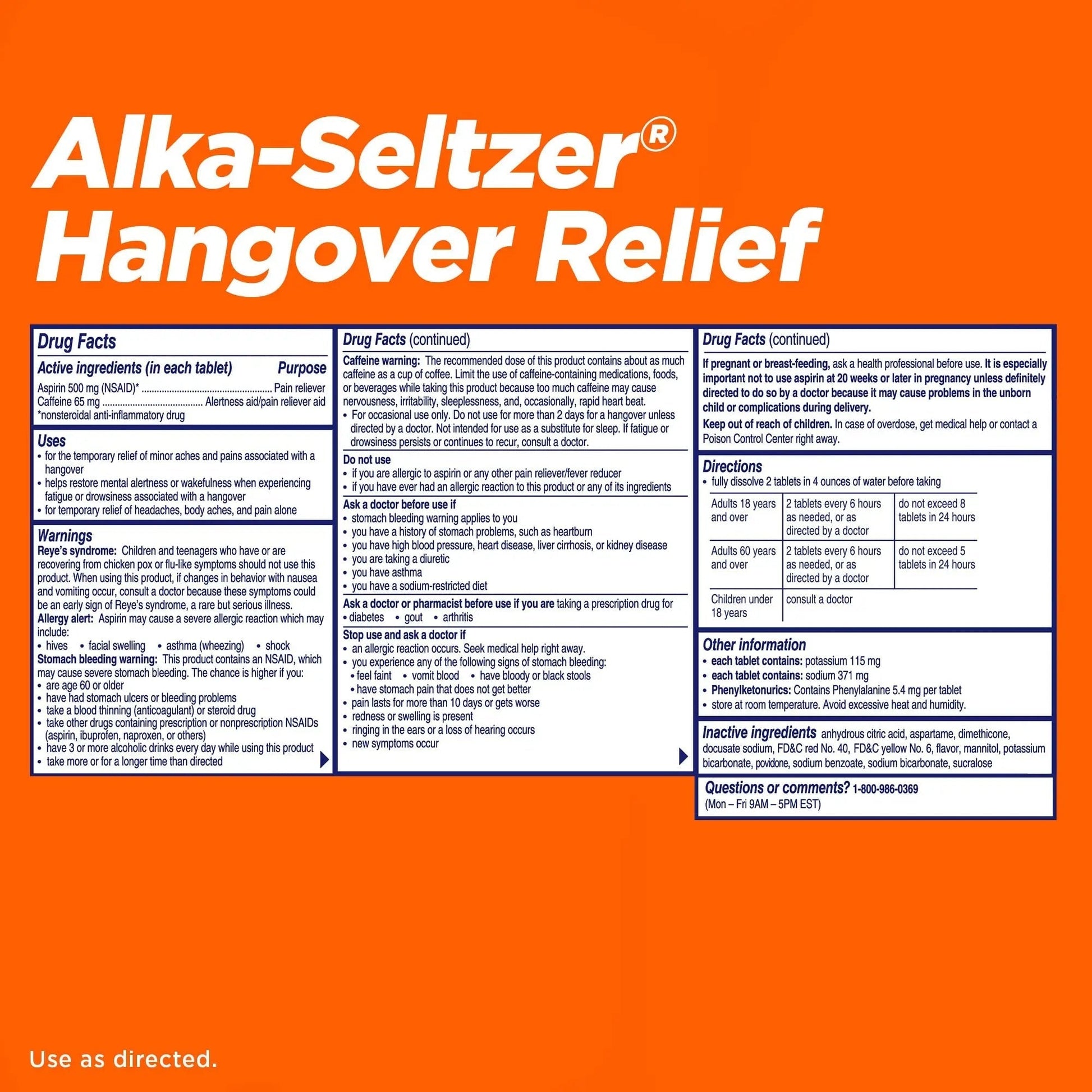 Alka-Seltzer Hangover Relief Tablets, Fast Relief Starts In About 15 Minutes for Headaches, Body Aches & Mental Fatigue, Bachelorette & Bachelor Party Packs 60 Count (3 Boxes, 20 Tablets Each) Alka-Seltzer Au supplements