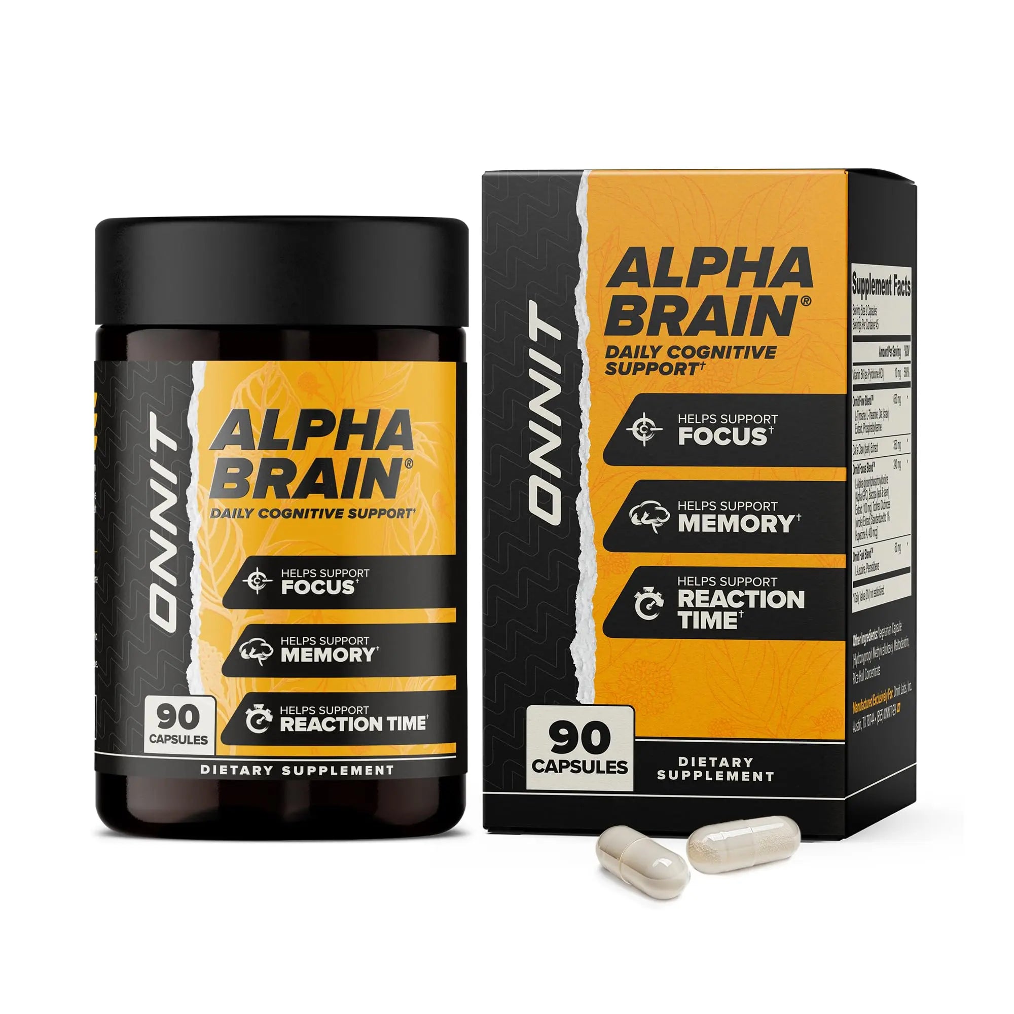 ONNIT Alpha Brain Nootropic Brain Supplement for Focus, Memory, Mental Clarity, Cognitive Support with L-Theanine and Vitamin B6, 90 Count ONNIT Au supplements