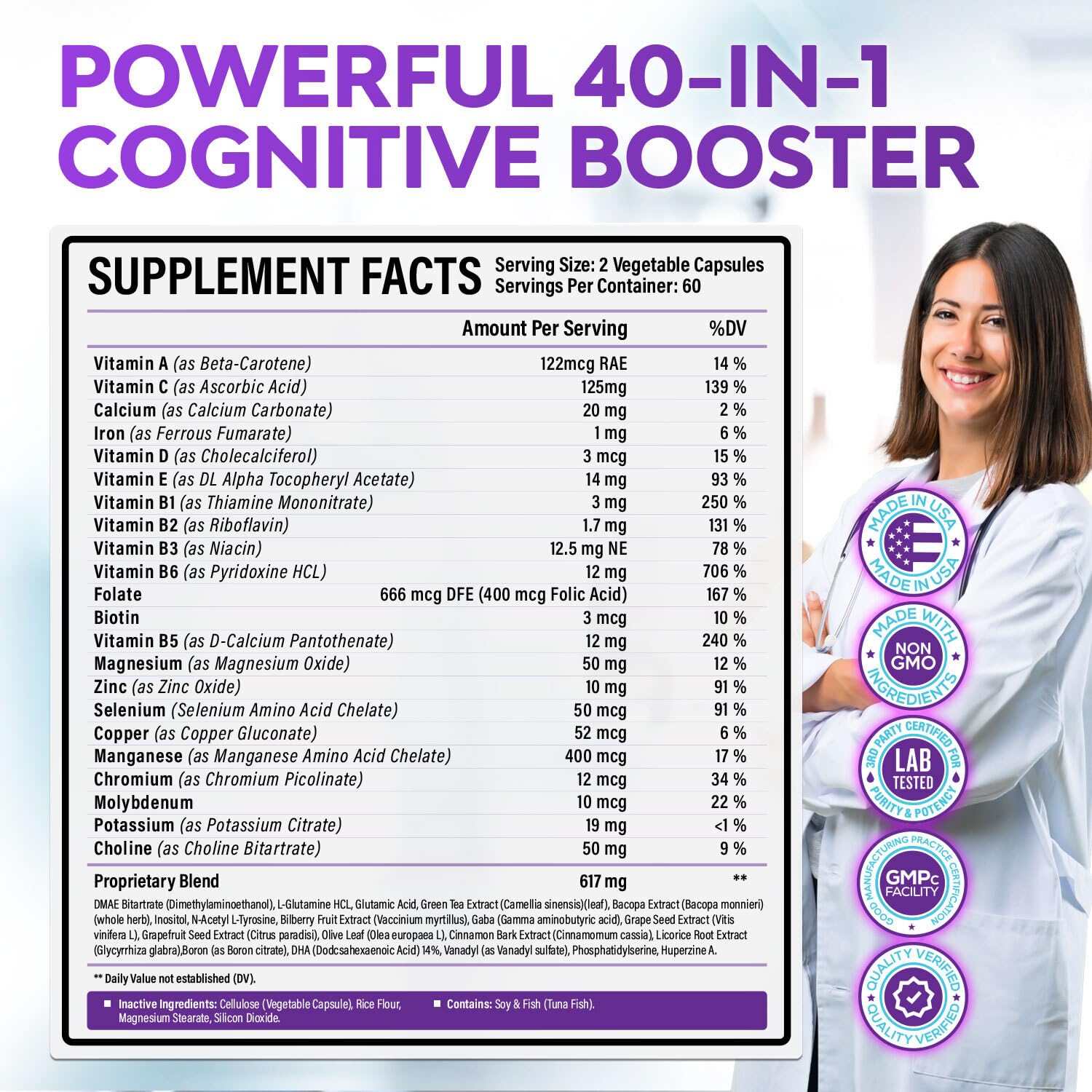 40-in-1 Brain Booster Supplements for Memory, Focus, Clarity, Energy, Performance Rainbow Nutrients, LLC Au supplements
