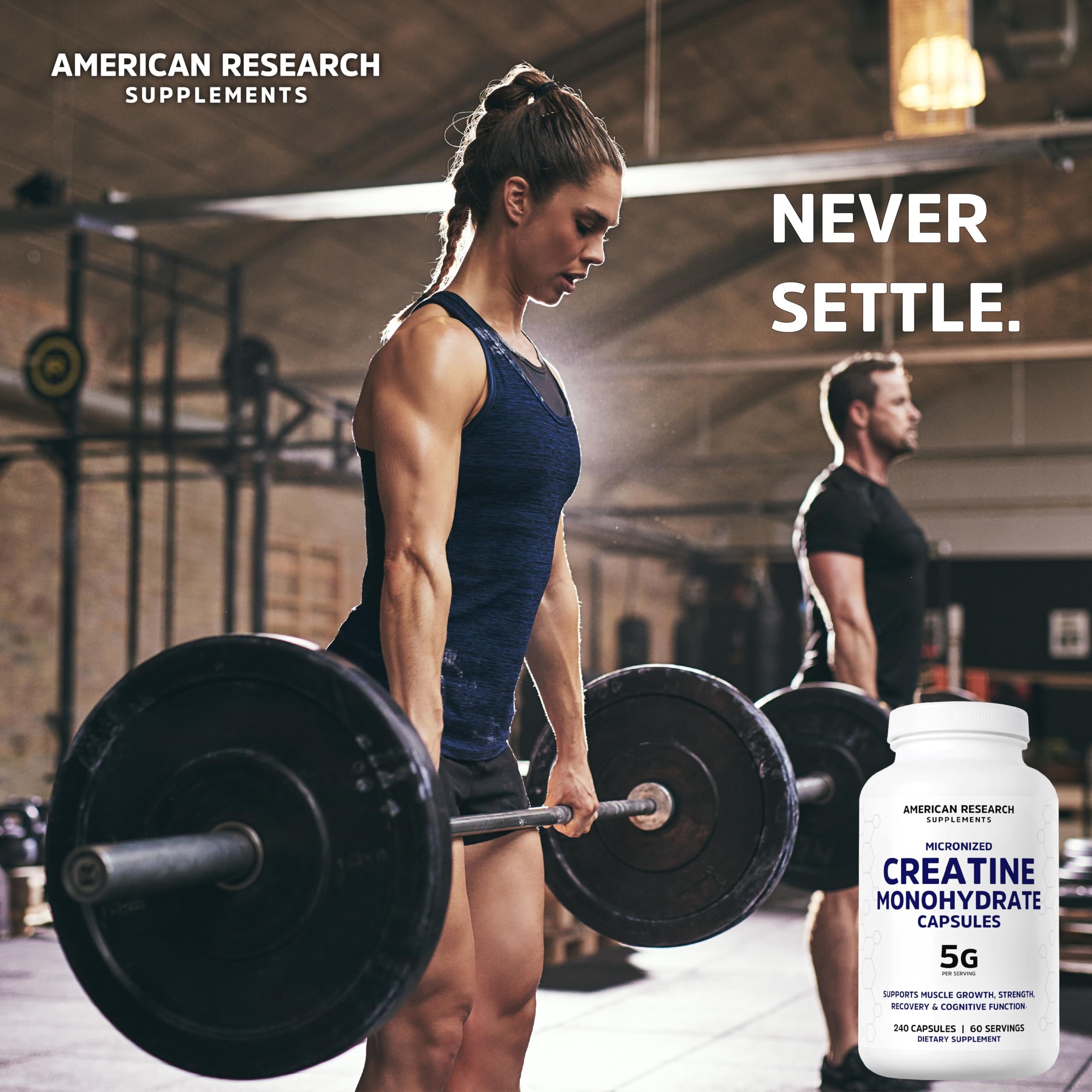 Creatine Monohydrate Capsules 5G | 60 Servings | Vegan | 4 Caps per Serving | Micronized Creatine Pills 5000mg | 240 Capsules | Creatine Pills For Men & Women | 2 Months Supply | Made Without Fillers American Research Supplements Au supplements
