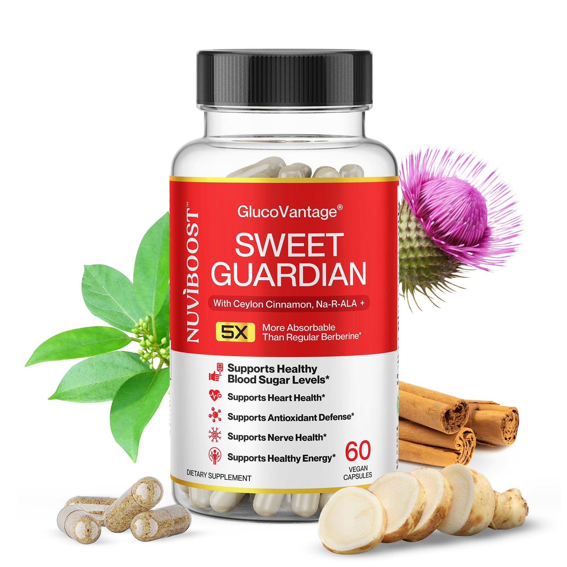 NUVIBOOST Super Dihydroberberine (GlucoVantage®) 200mg with Ceylon Cinnamon, Alpha Lipoic Acid, Selenium, Gymnema Sylvestre, Benfotiamine and Others for Overall Immunity. NUVIBOOST Au supplements