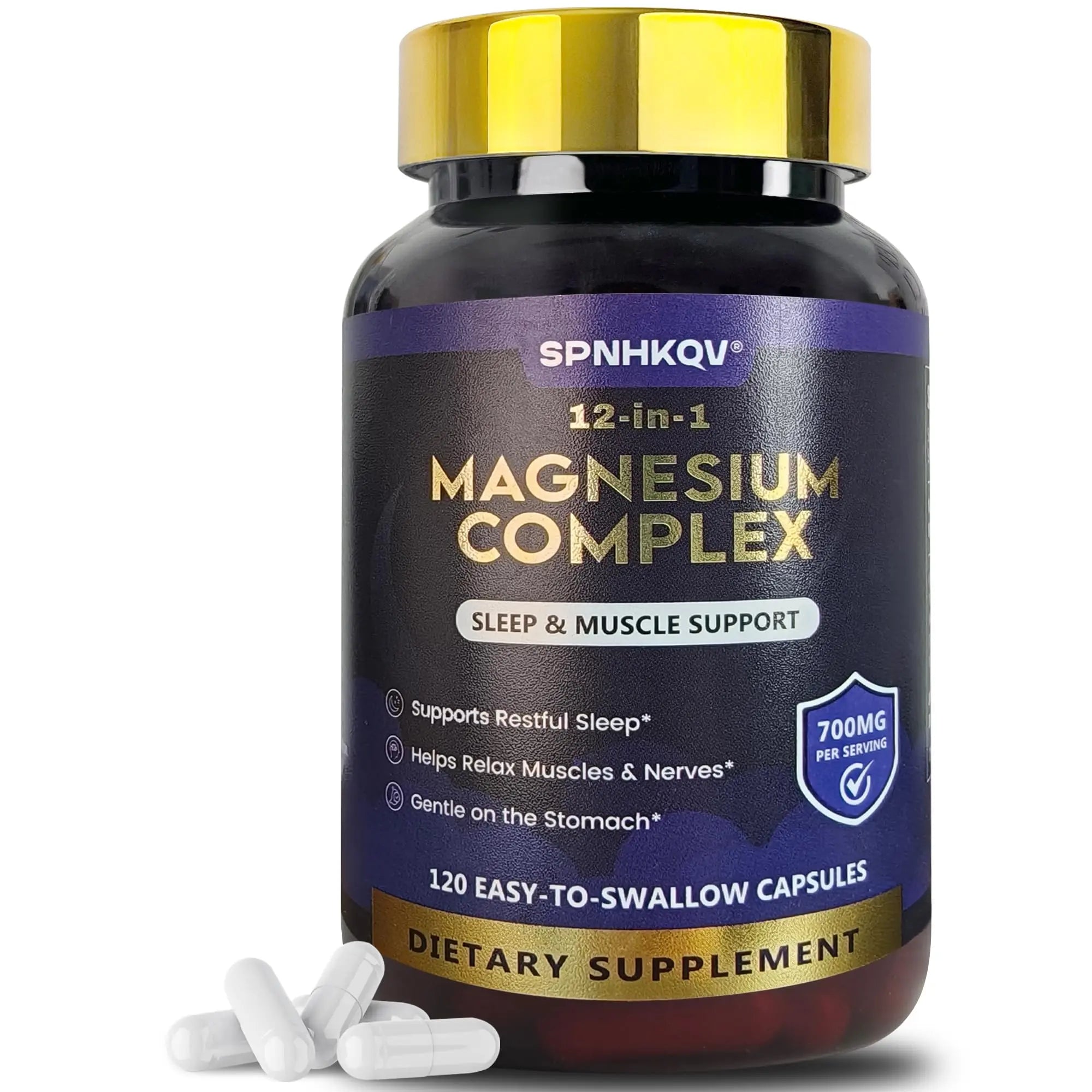 SPNHKQV Magnesium 12-in-1 Complex Supplement – 700mg High Absorption Magnesium Glycinate Capsules for Women & Men – Muscle, Nerve & Sleep Support – 120 Vegan Capsules SPNHKOV Au supplements