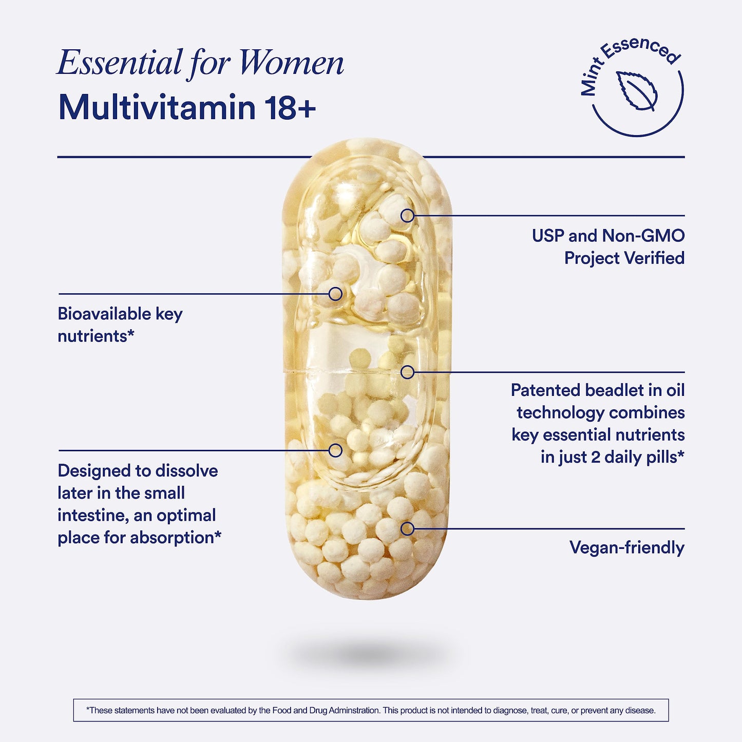 Ritual Multivitamin for Women 18+ with Vitamin D3 for Immune Support*, Vegan Omega 3 DHA, B12, Iron, Gluten Free, Non GMO, USP Verified, Mint RitualUS supplements