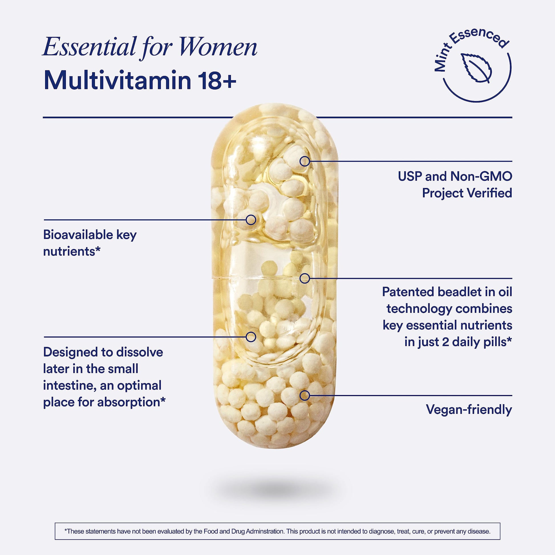 Ritual Multivitamin for Women 18+ with Vitamin D3 for Immune Support*, Vegan Omega 3 DHA, B12, Iron, Gluten Free, Non GMO, USP Verified, Mint RitualUS supplements