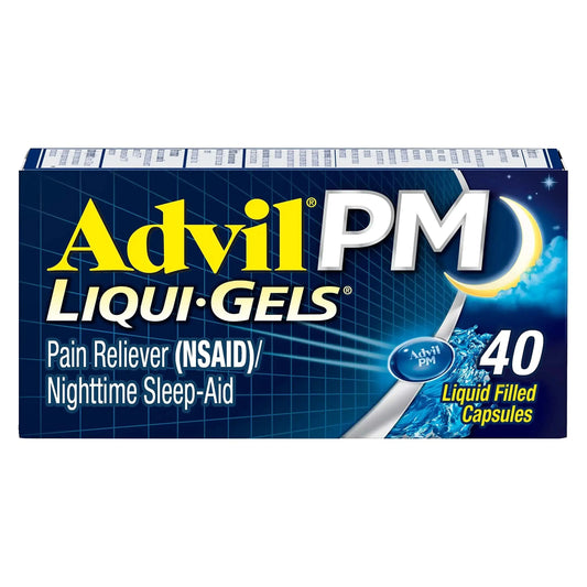Advil PM Pain Reliever and Nighttime Sleep Aid, Pain Medicine with Ibuprofen for Pain Relief and Diphenhydramine Citrate for a Sleep Aid - 40 Coated Caplets AdvilAu supplements
