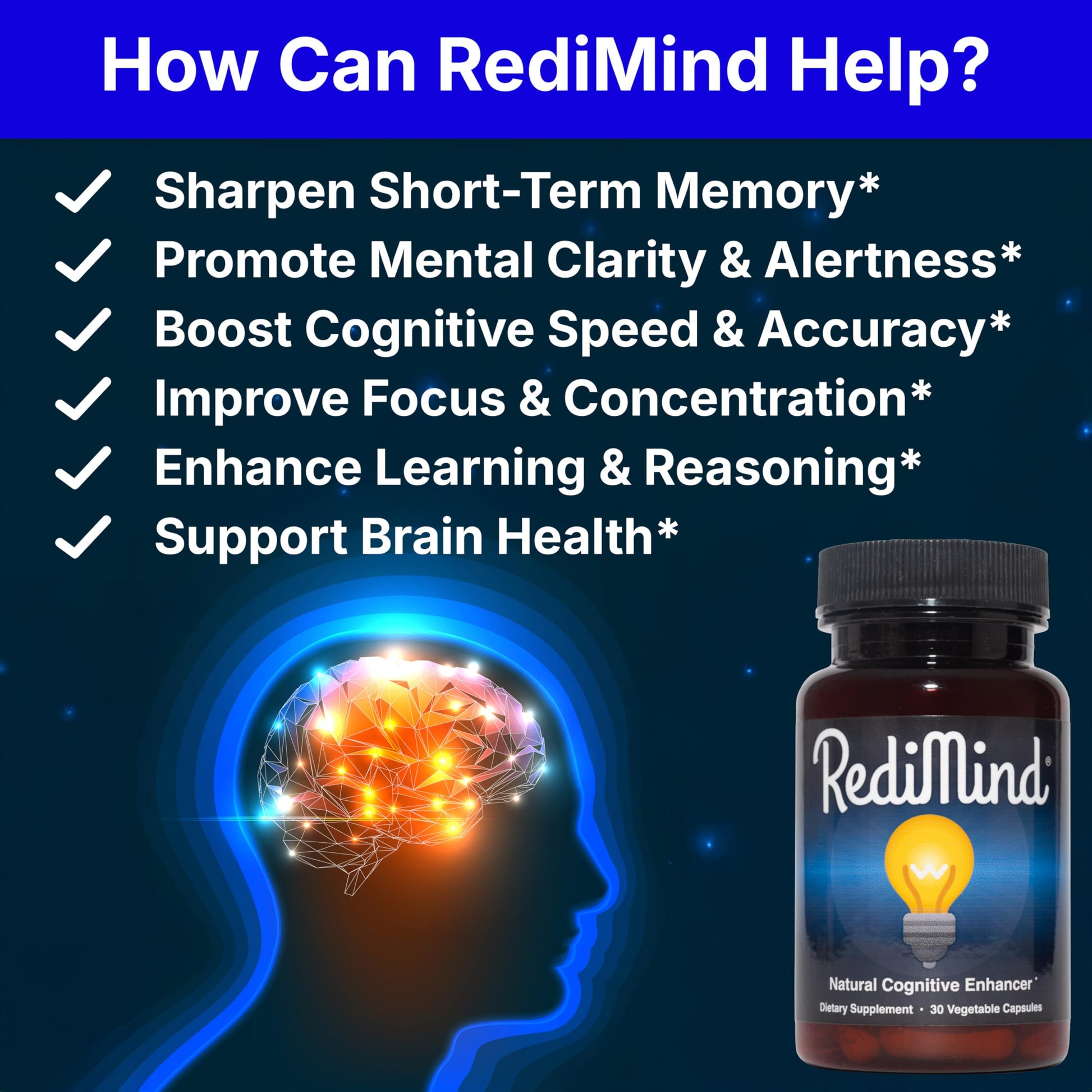 RediMind - Natural Cognitive Enhancement Supplement Capsule - Non-GMO, Vegan, Gluten-Free RediMind Au supplements