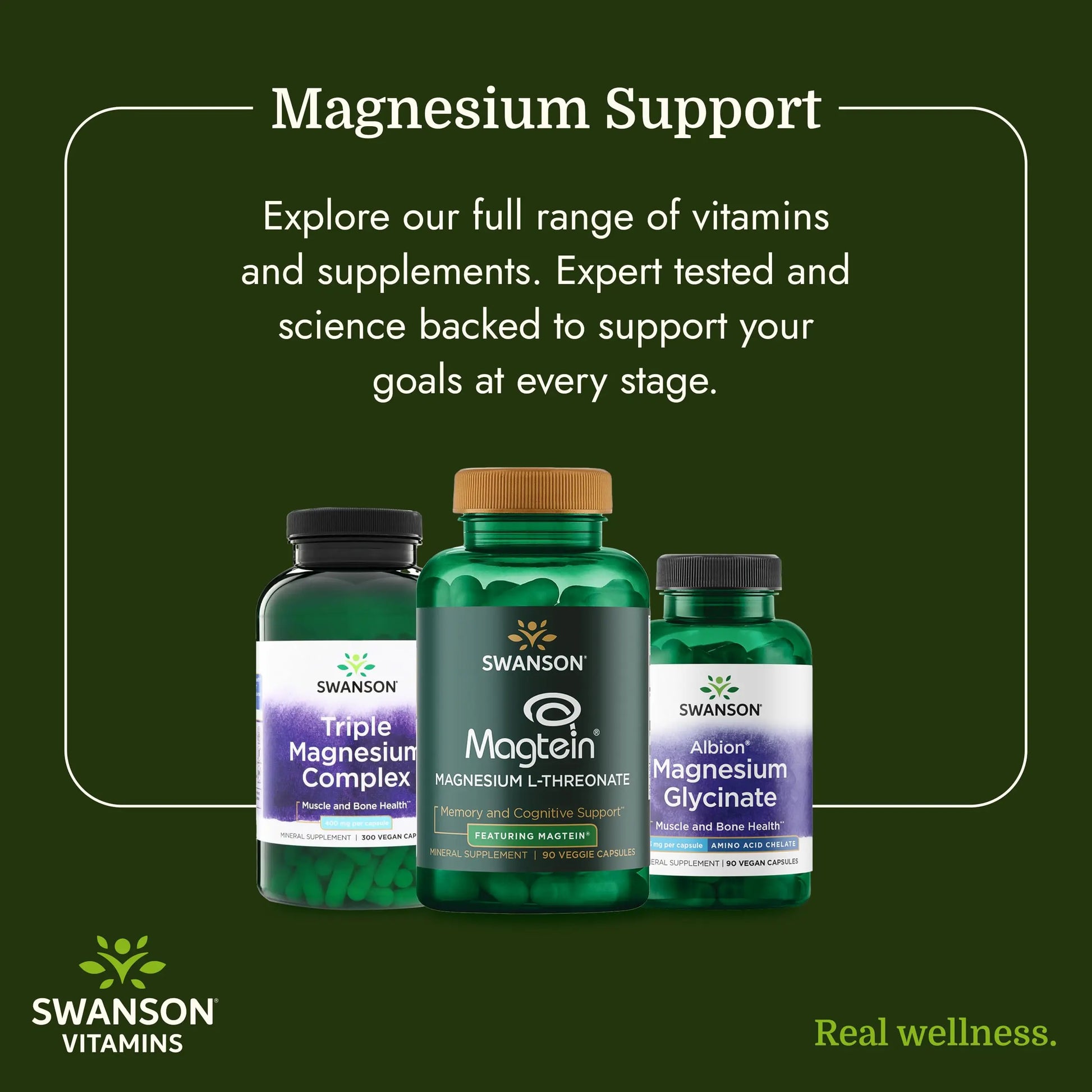Swanson Triple Magnesium Complex Bone, Nerve, and Muscle Support Supplement for Adults Seeking Optimal Magnesium Absorption - 400 mg (300 Vegan Capsules) Swanson Au supplements