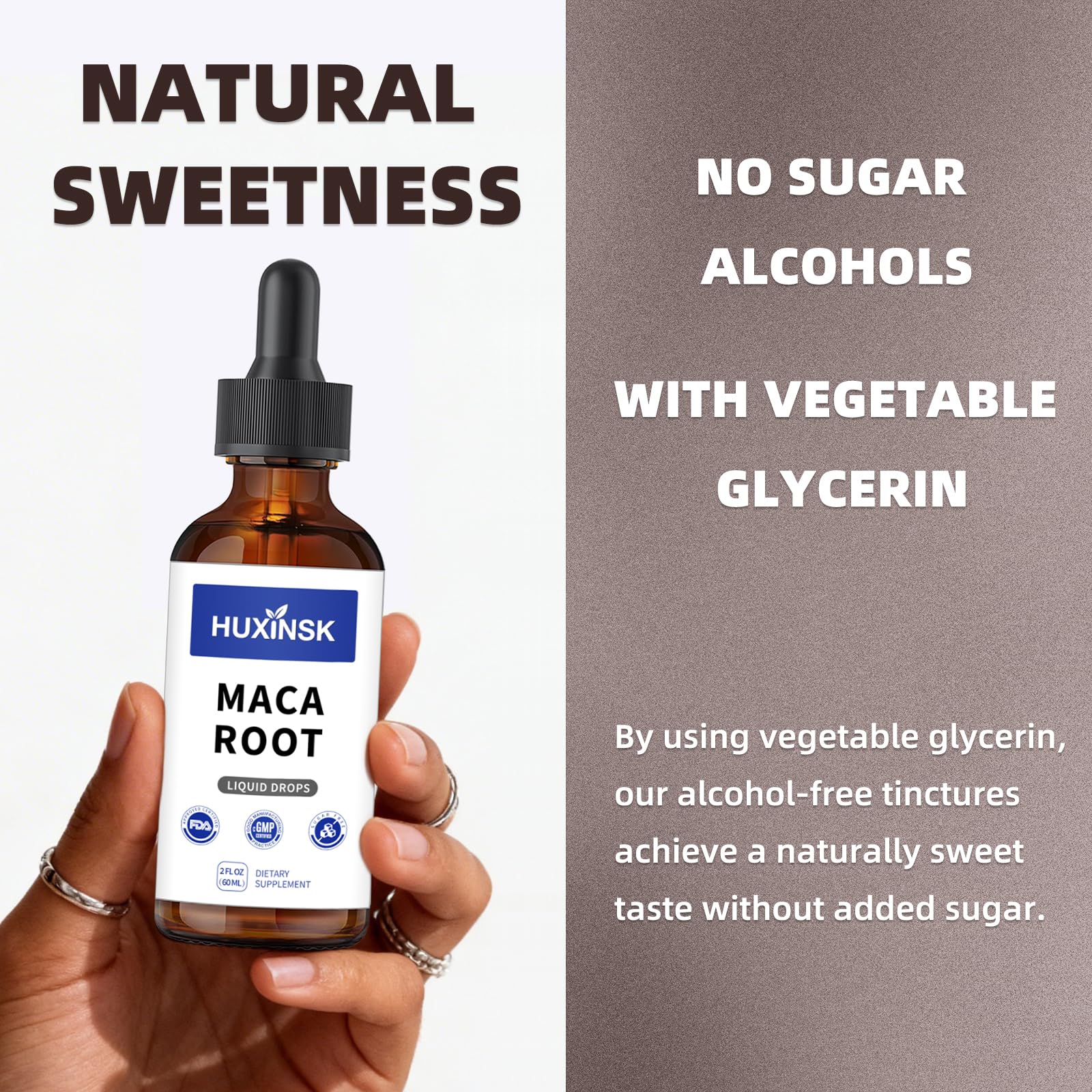 Maca Root Liquid Drops Extract | Peruvian Black & Red Blend | Natural Energy & Hormone Balance | Alcohol-Free, 60ml Vegan Tincture HUXINSK Au supplements