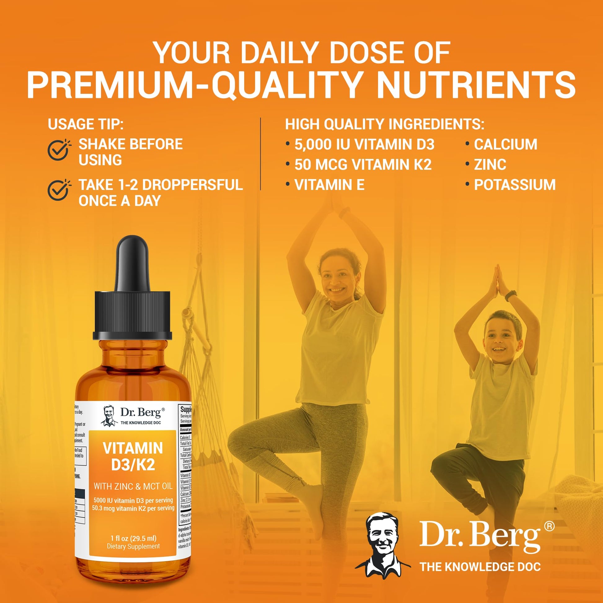 Dr. Berg Liquid Vitamin D3 & K2 Supplement - For Bone, Teeth, Mood & Immune Health Dr. Berg Nutritionals Au supplements