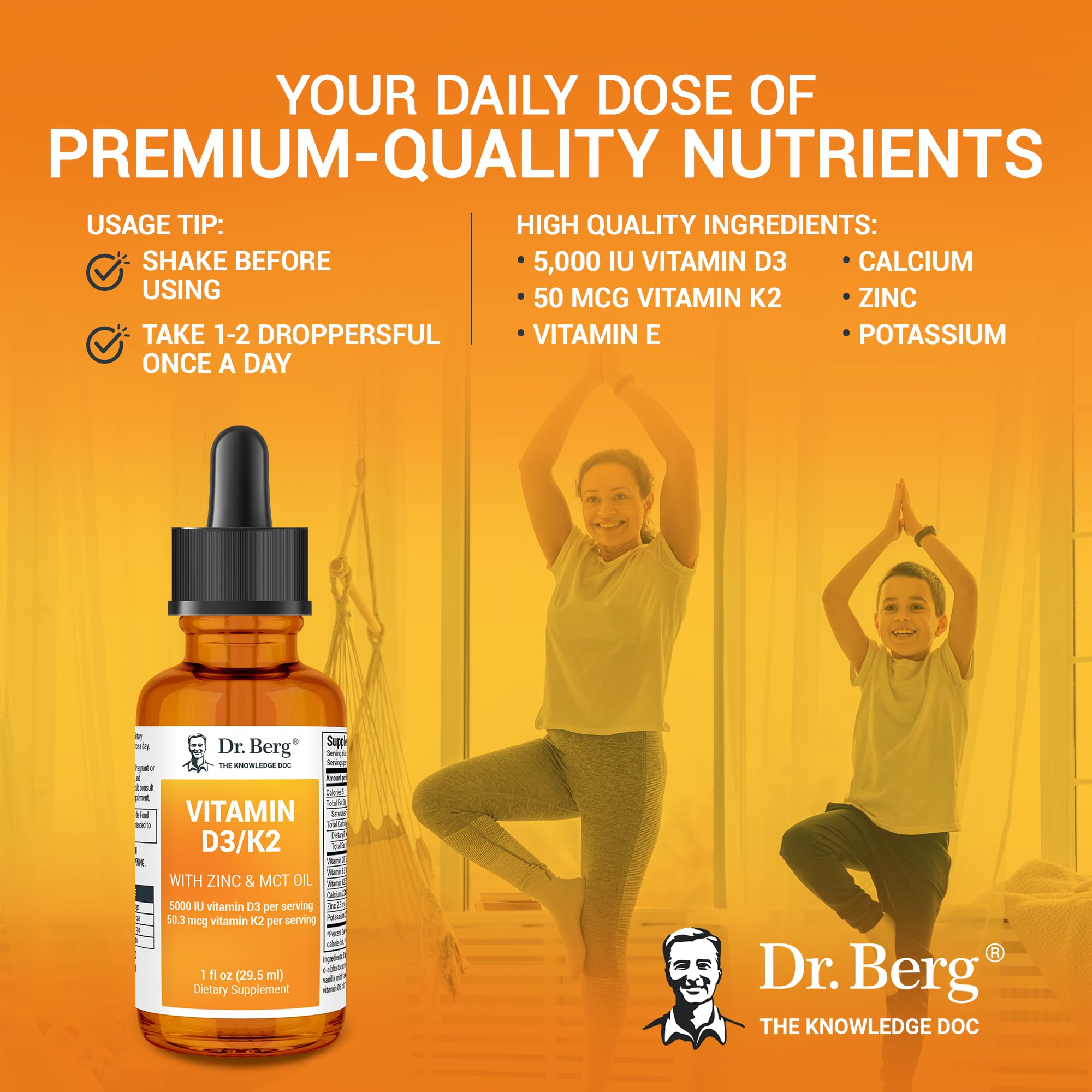 Dr. Berg Liquid Vitamin D3 & K2 Supplement - For Bone, Teeth, Mood & Immune Health Dr. Berg Nutritionals Au supplements