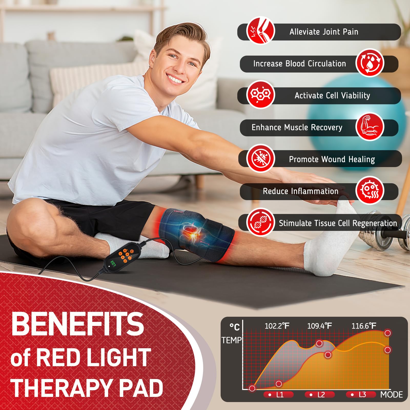 Red Light Therapy for Knee, 660nm Red Light and 850nm Near Infrared Light Therapy Device Rikimxin Au supplements