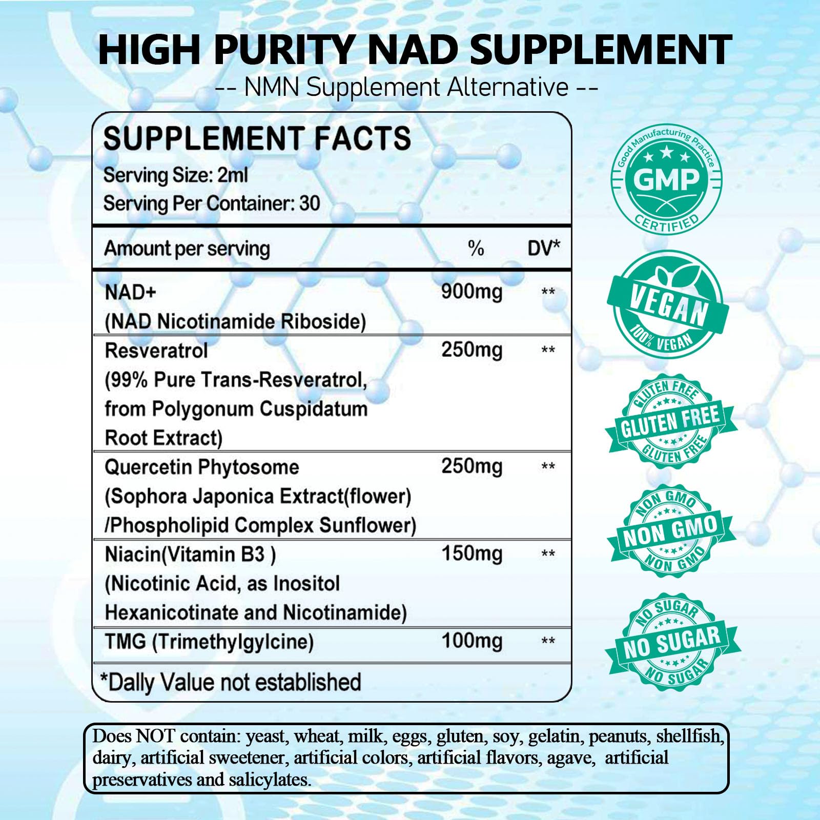 NAD Supplements for Women & Men, Liposomal NAD Nicotinamide Riboside Resveratrol 900mg, TMG, Quercetin, Vitamin B3, Organic Liquid NAD Resveratrol Supplement for Longevity, Energy, Anti-Aging, Focus WellVeraVida Au supplements