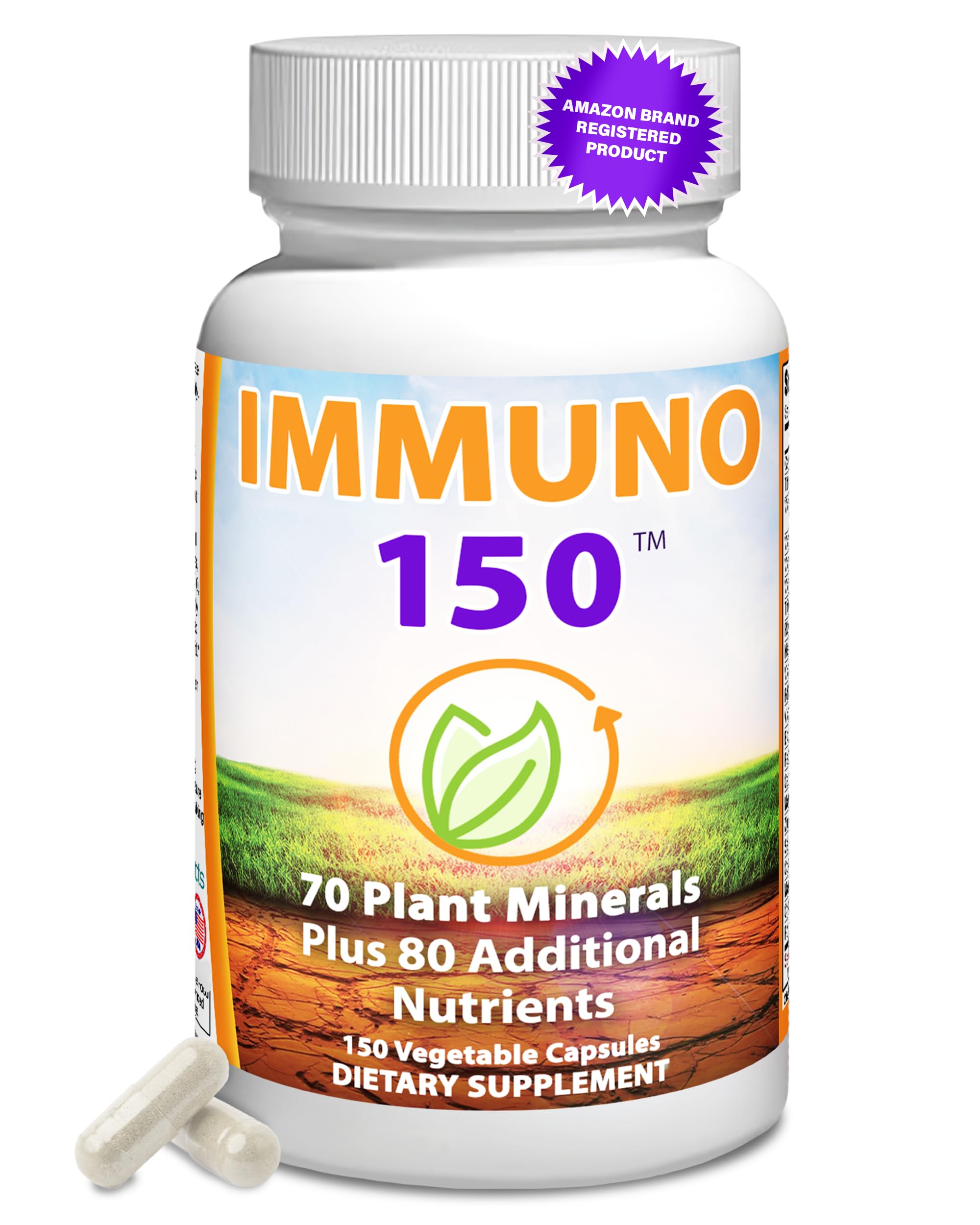Immuno 150, Immune Support Supplement, Packed with 70 Plant Minerals, 13 Essential Vitamins and 68 Additional Nutrients-150 Vegetable Capsules- Immune Boost for All Age Groups Immuno 150 Au supplements