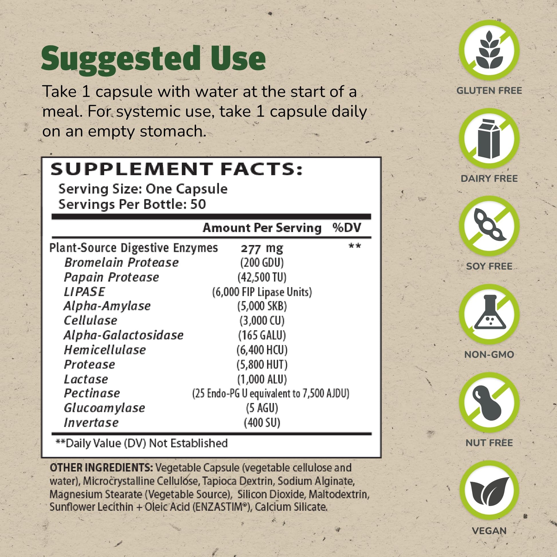 Master Supplements Enzalase - 50 Capsules, Pack of 3 - Probiotic Compatible Enzymes - Provides Digestive Boost + Gas & Bloating Relief - Gluten Free - 150 Total Servings ENZALASE Au supplements