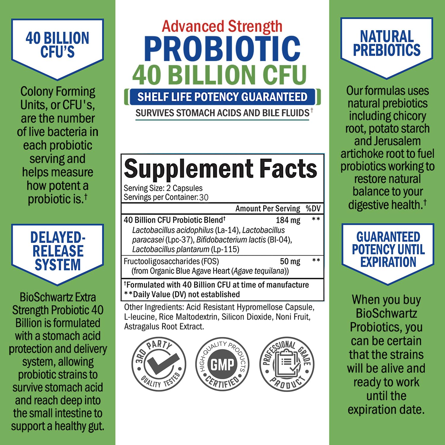 Daily Probiotic Supplement with 40 Billion CFU - Gut Health Complex with Astragalus BioSchwartz Au supplements