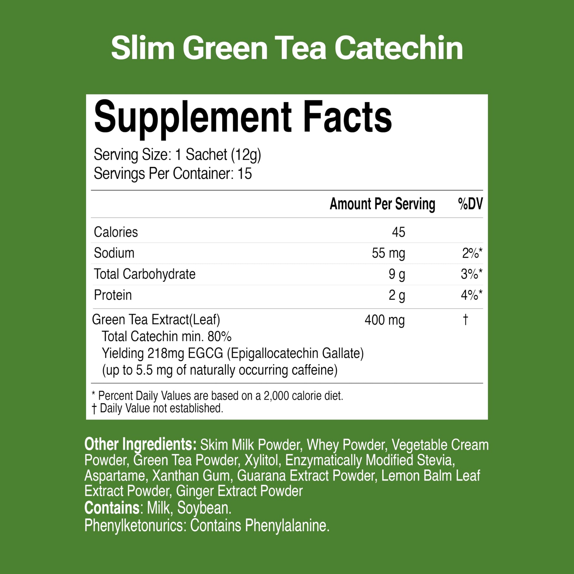 Slim Green Tea Catechin - Matcha Latte Flavor - 15 Pack - Supports Healthy Weight JAYU Au supplements