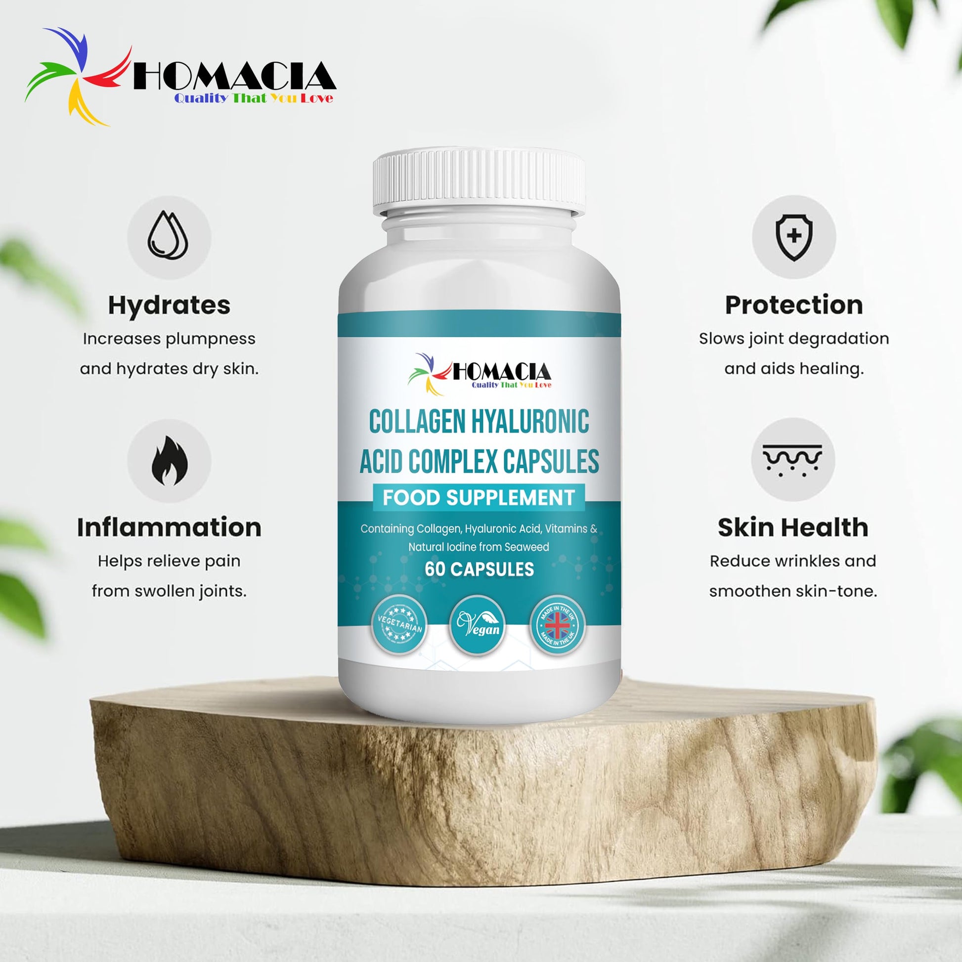 Homacia’s Collagen Capsules | Marine Collagen with Hyaluronic Acid | Pure Collagen Supplements for Women HOMACIA Quality That You love Au supplements