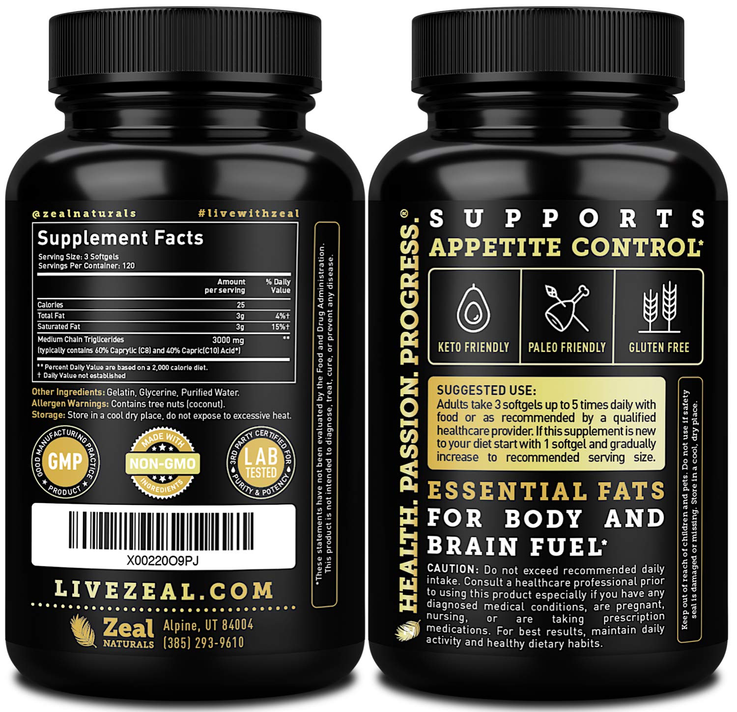 Pure MCT Oil Capsules (360 Softgels | 3000mg) 4 Month Supply Keto Pills w Unrefined Coconut Zeal Naturals Au supplements