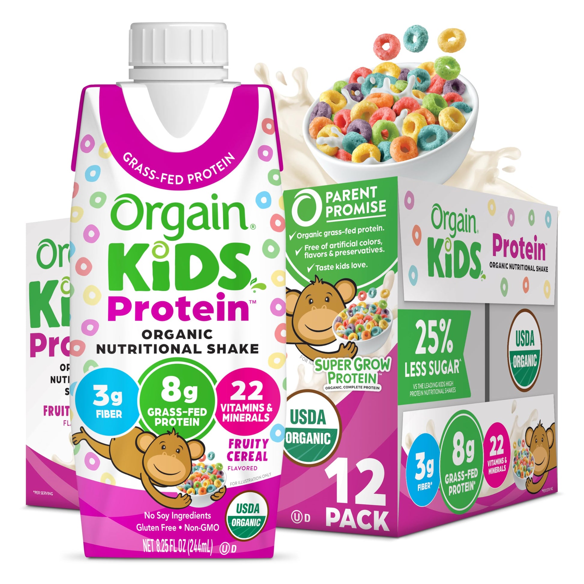 Orgain Organic Kids Nutritional Protein Shake, Fruity Cereal - Kids Snacks with 8g Dairy Orgain Au supplements