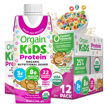 Orgain Organic Kids Nutritional Protein Shake, Fruity Cereal - Kids Snacks with 8g Dairy Orgain Au supplements