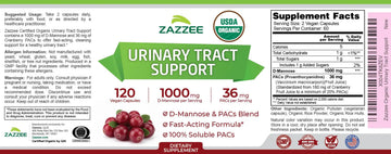 Zazzee USDA Organic Cranberry PACs and D-Mannose, 1000 mg D-Mannose, 36 mg Cranberry PACs, 120 Vegan Capsules, 2 Month Supply, Potent & Fast-Acting, All-Natural Urinary Tract Health Support, Non-GMO Zazzee Au supplements