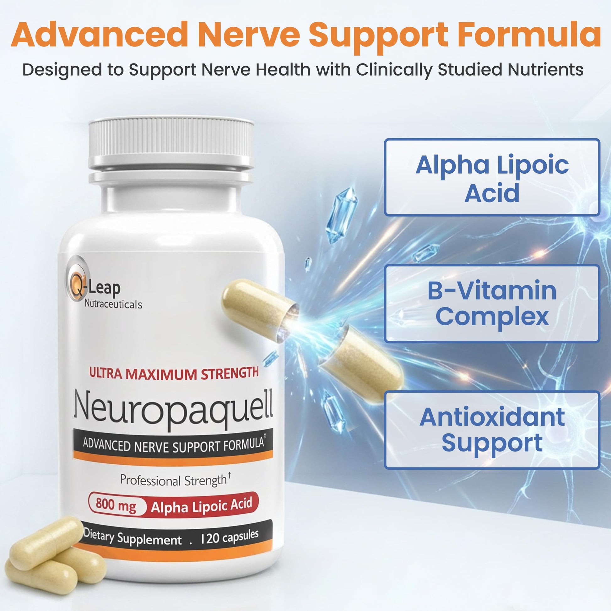 Platinum Health Alpha Lipoic Acid for Neuropathy Nerve Pain Support, Supplement, B Vitamins, L Arginine, All Natural Maximum Strength Neuropaquell for Discomfort in Feet, Hand, Toes,120 Capsules,800mg Platinum Health Au supplements