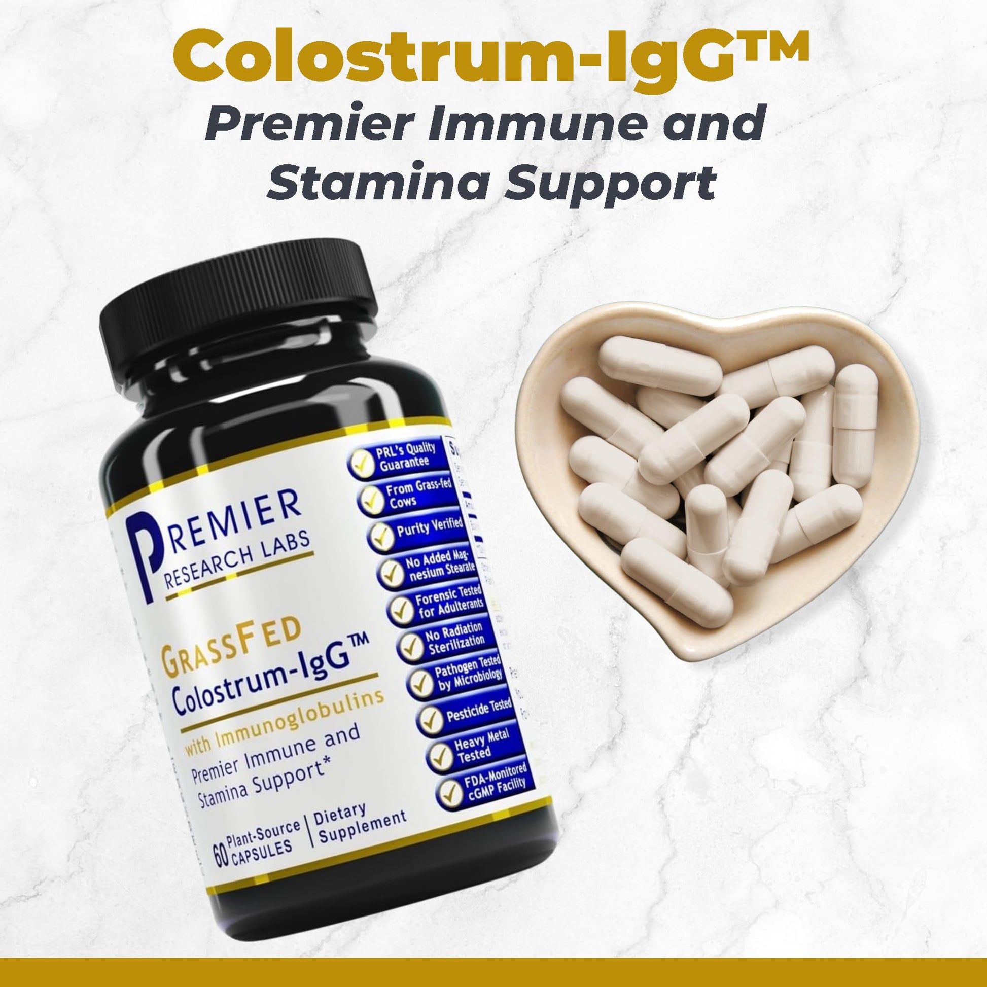 Premier Research Labs Colostrum-IgG - Colostrum Supplement, Bovine Colostrum for Humans, Cow Colostrum for Immune Health, Superfood with Lactoferrin, Amino Acids, Nucleotides - 60 Capsules Premier Research Labs Au supplements