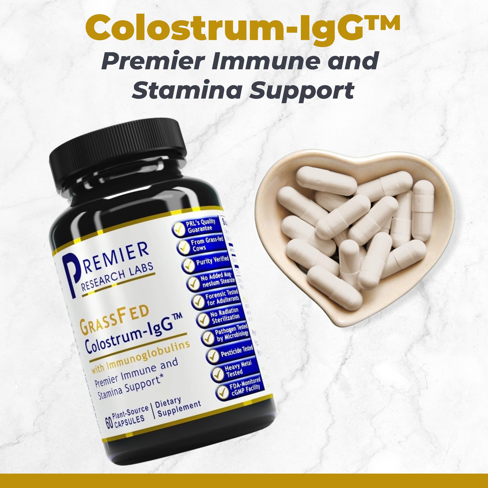 Premier Research Labs Colostrum-IgG - Colostrum Supplement, Bovine Colostrum for Humans, Cow Colostrum for Immune Health, Superfood with Lactoferrin, Amino Acids, Nucleotides - 60 Capsules Premier Research Labs Au supplements