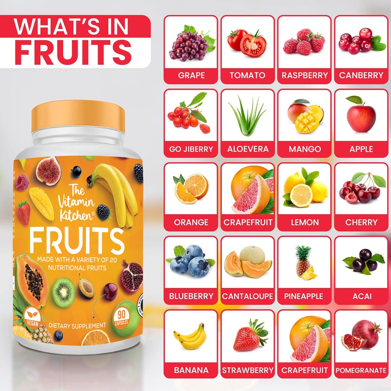 The Vitamin Kitchen Fruit and Veggie Supplements-90 Fruits, 90 Veggies Capsules The Vitamin Kitchen Au supplements
