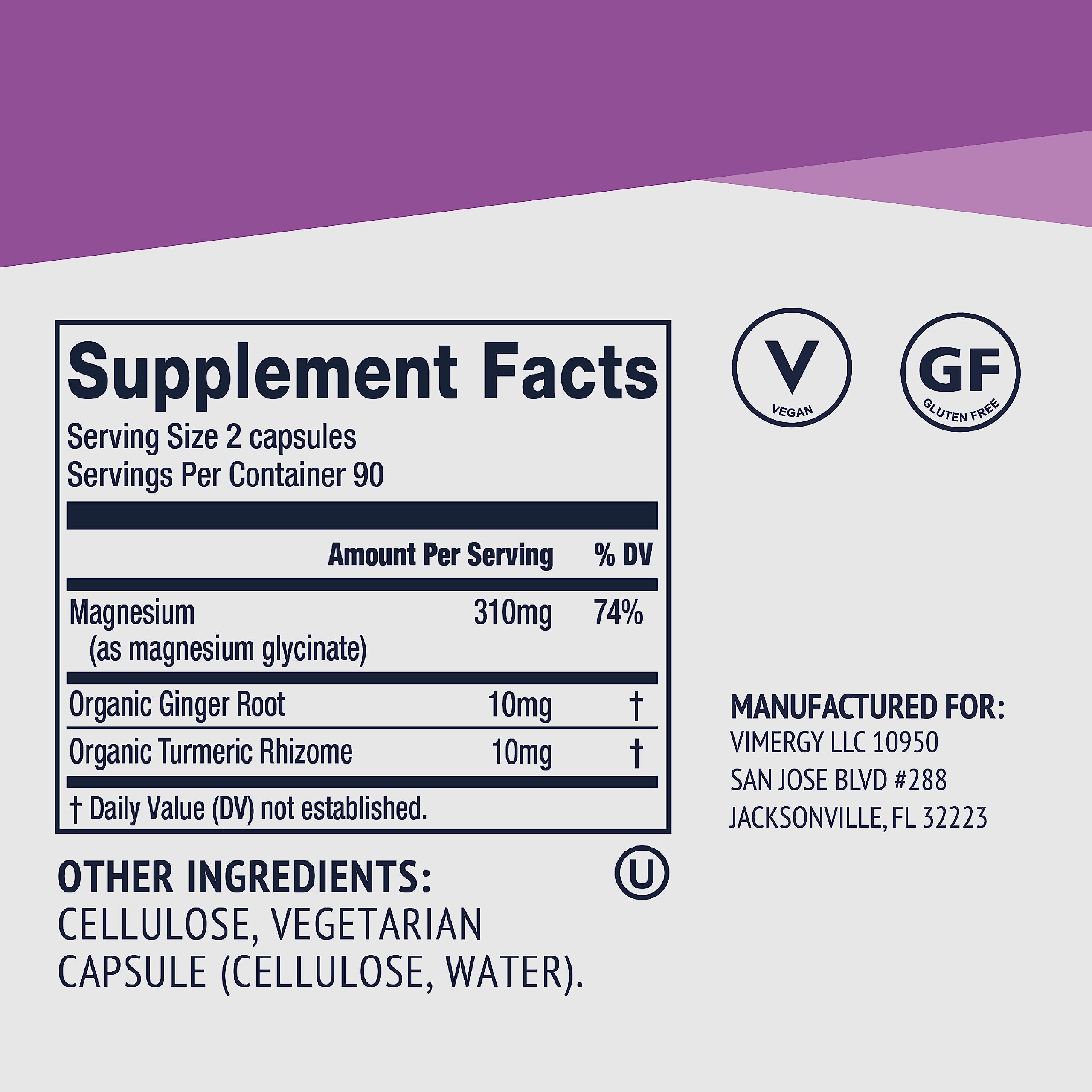 VIMERGY Magnesium Glycinate – Stress Support – Chelated to Avoid Tummy Upset*– Promotes Heart Health & Energy*– Kosher, Vegan Gluten-Free – 180 Caps Vimergy Au supplements