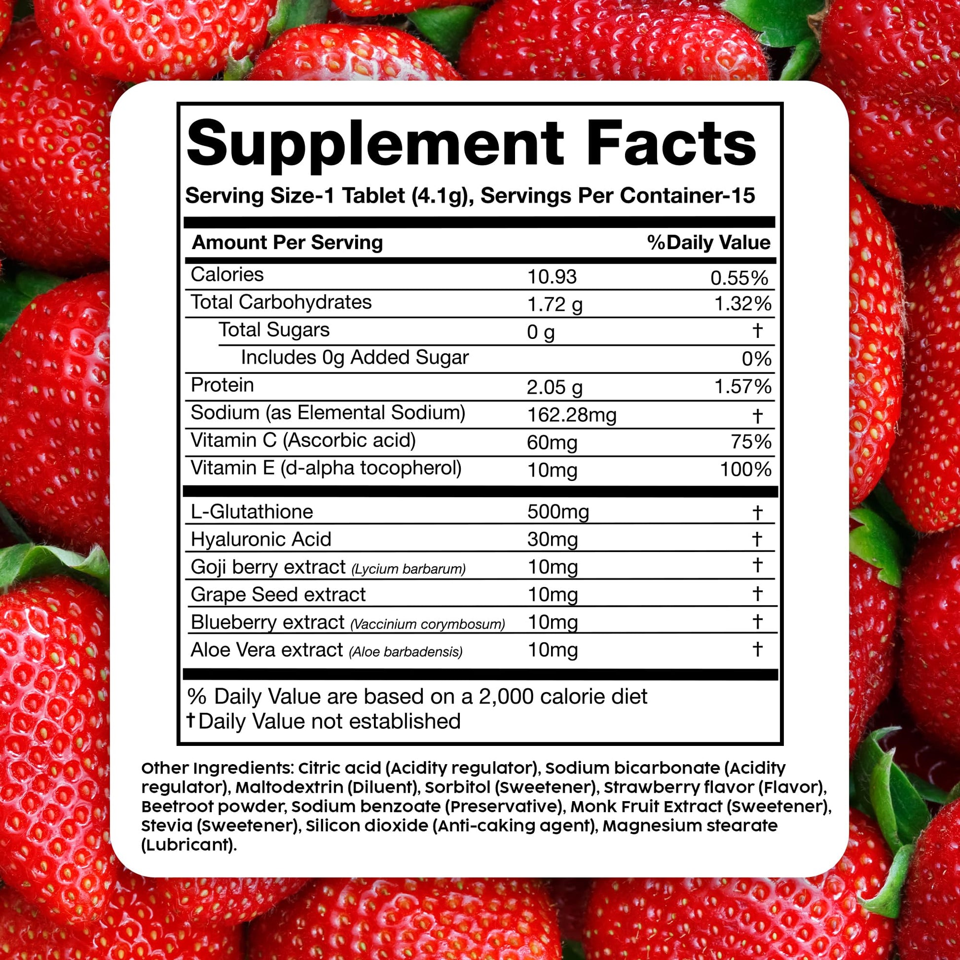 PLIX Glowy Skin 500mg Glutathione Supplement with Hyaluronic Acid, Vitamin C, E & Berries | 30 Effervescent Tablets, Strawberry Flavor PLIX - THE PLANT FIX Au supplements