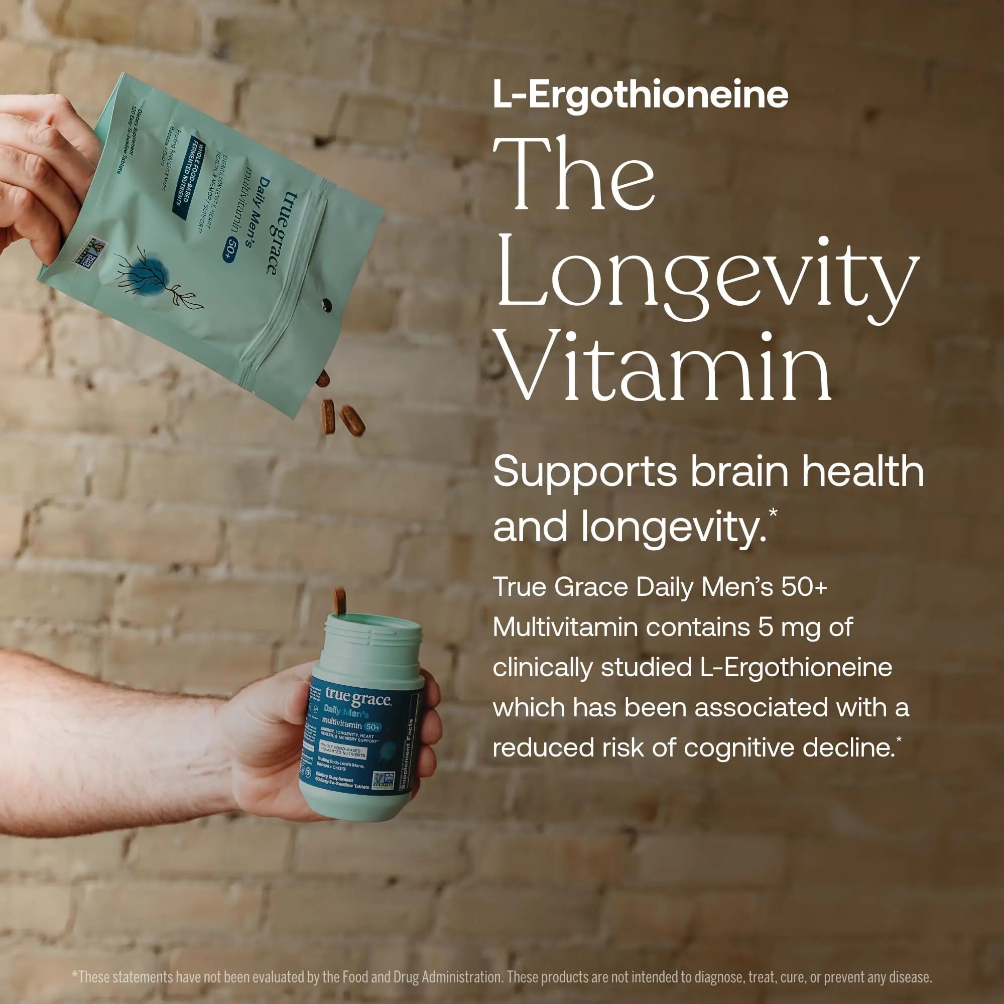 True Grace Daily Men’s Multivitamin 50+ - 60 Easy-to-Swallow Tablets - Immune, Energy, Longevity & Memory Support True Grace Au supplements