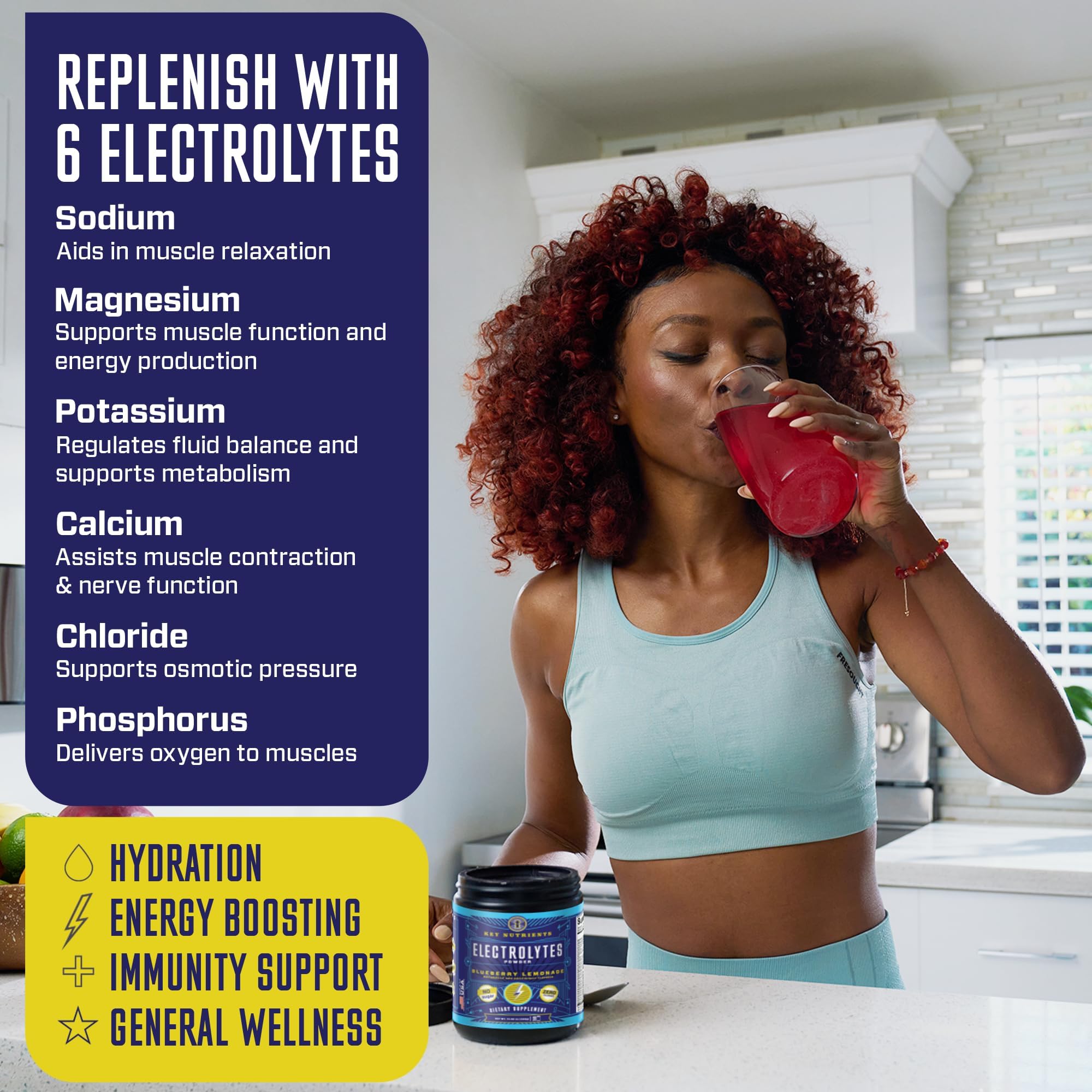 KEY NUTRIENTS Multivitamin Electrolytes Powder No Sugar - Fresh Blueberry Lemonade KEY NUTRIENTS Au supplements