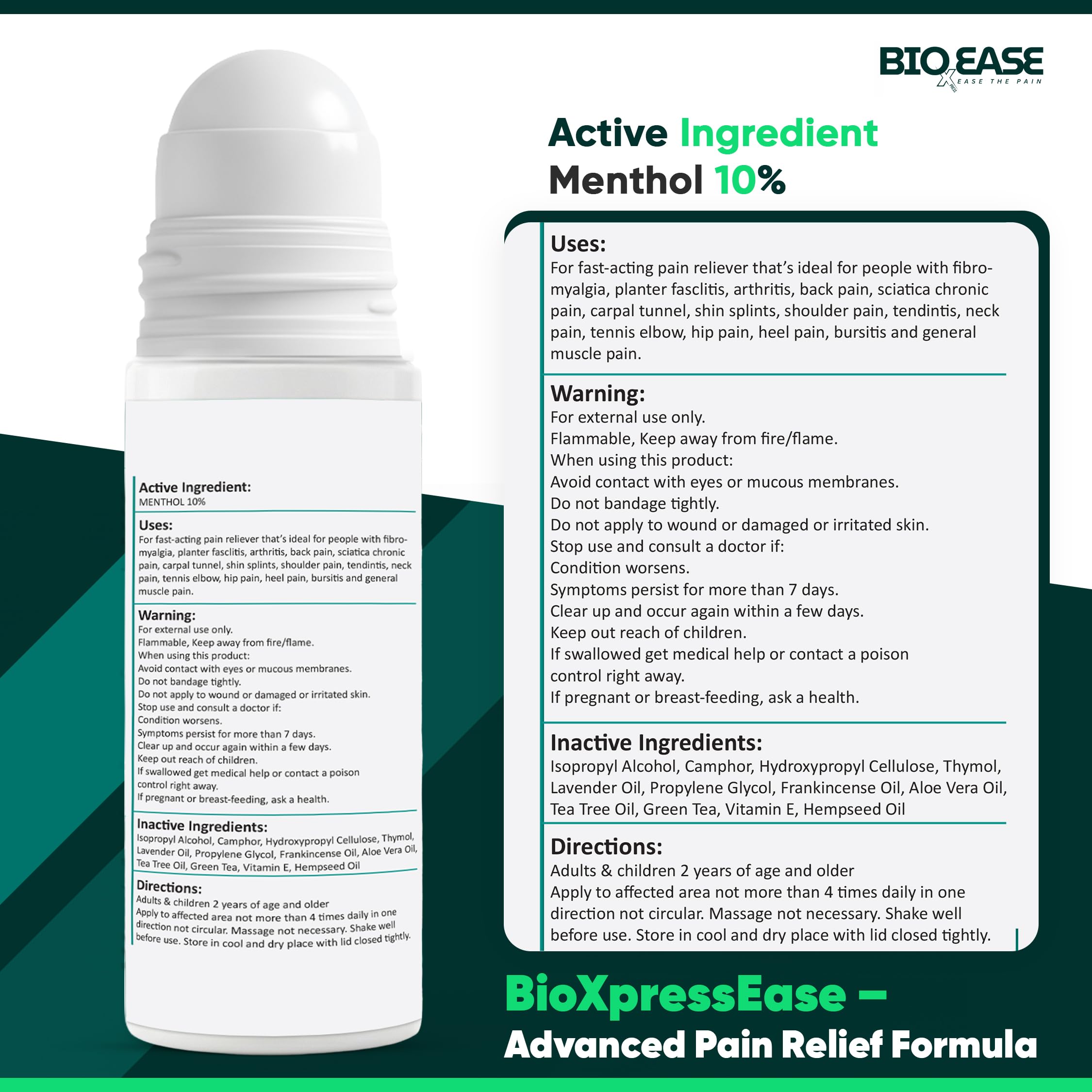 BioXPressEase Fast-Acting Hemp Pain Relief Roll On - Highly Effective, Cool & Topical Pain Relief Extra Strength for Muscle, Joint, & Back – Easy Roll On Maximum Strength - Made in USA BIOXPRESSEASE Au supplements