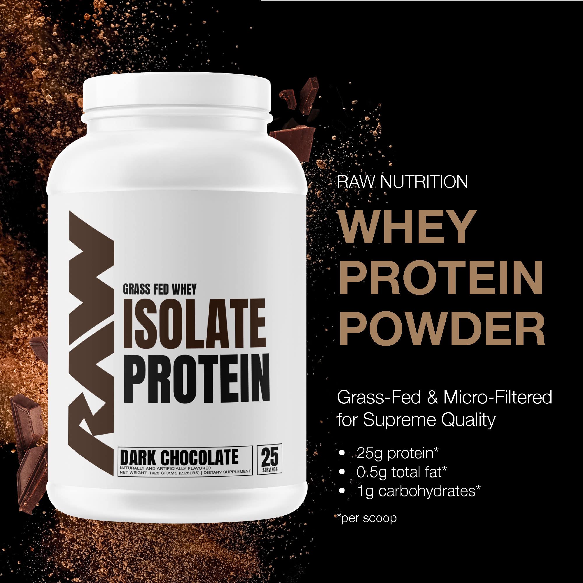 RAW Whey Isolate Protein Powder, Dark Chocolate - 100% Grass-Fed Sports Nutrition RAW Au supplements