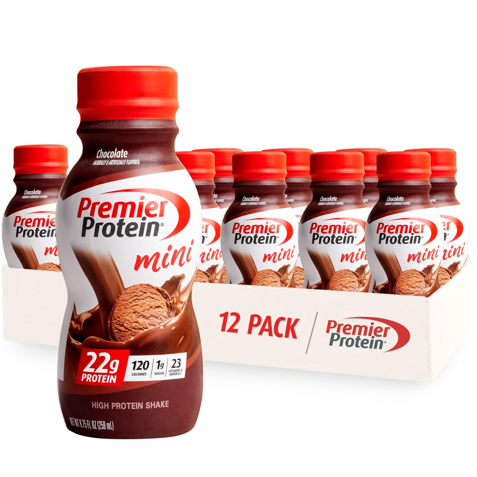 Premier Protein Shake MINIs, Chocolate, 22g Protein, 120 Calories, 1g Sugar, 8.75fl oz Premier Protein Au supplements