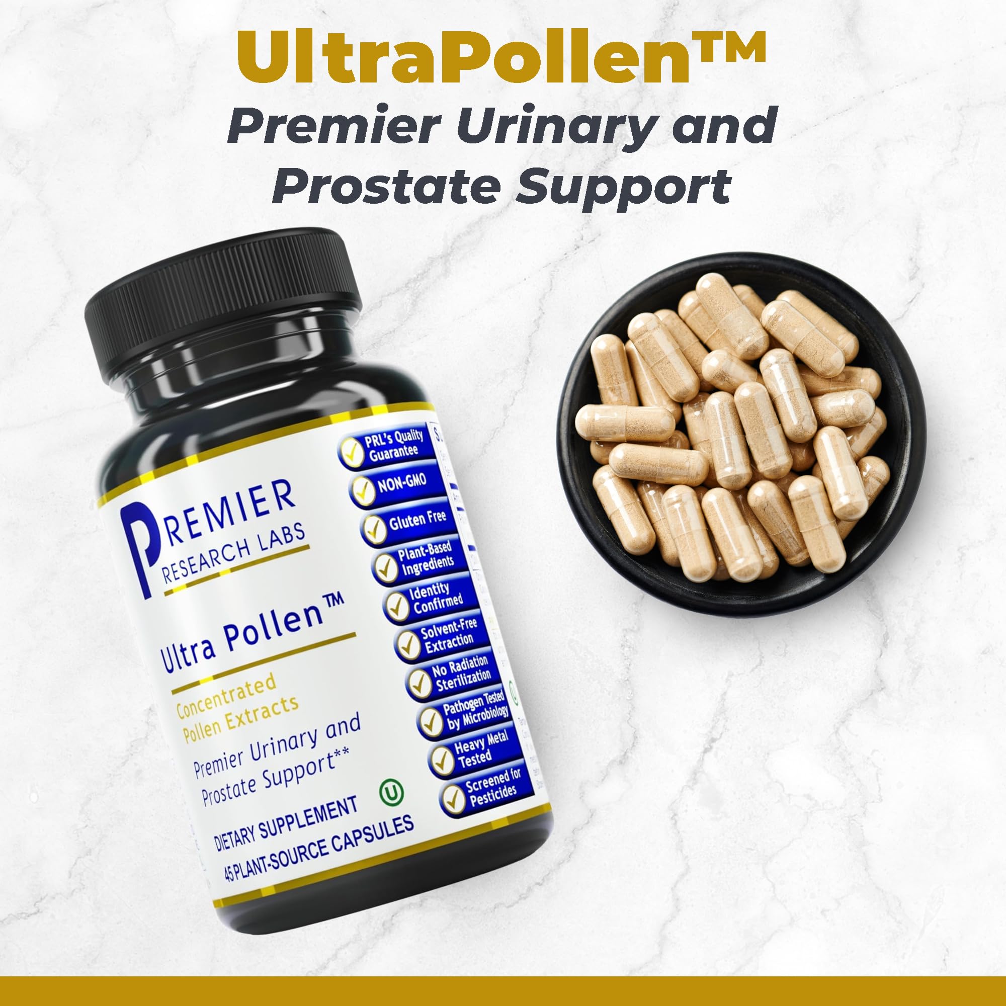 Premier Research Labs UltraPollen - Bee Pollen Supplement, Rye Pollen Extract, Prostate Health, Bee Pollen Extract from Rye Flower with Amino Acids, Supplement for Men & Women- 45 Vegetarian Capsules Premier Research Labs Au supplements