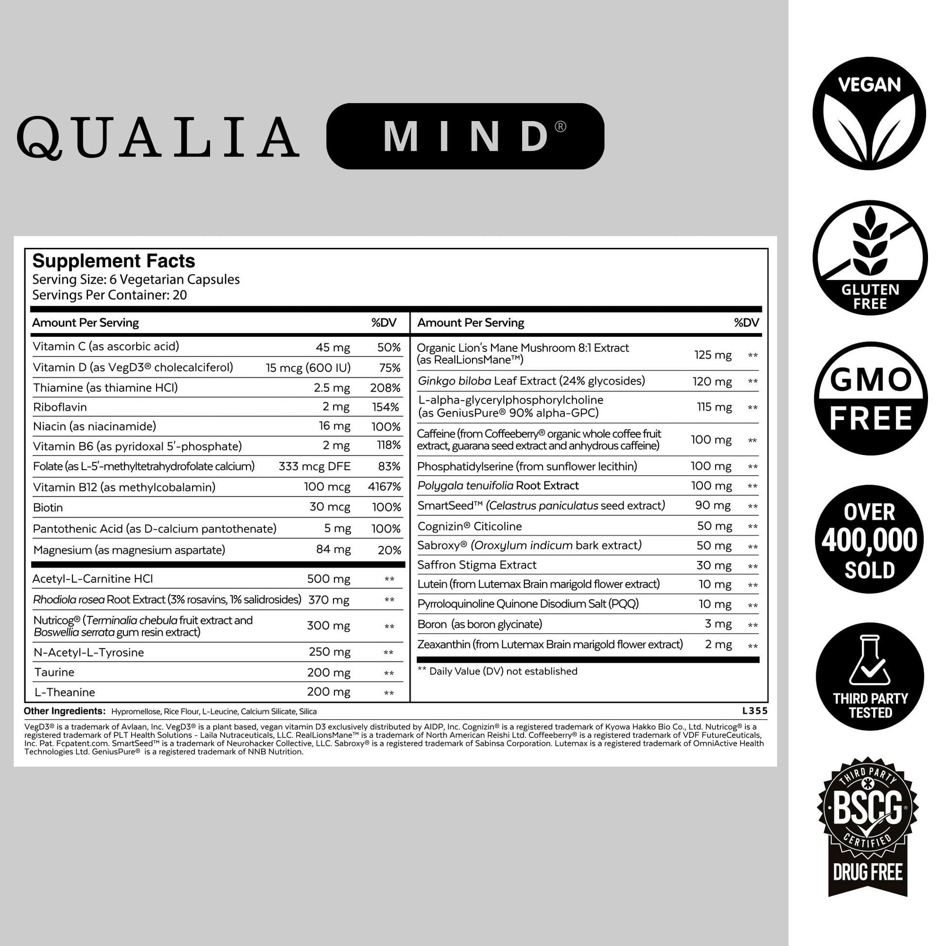 Qualia Life Sciences Qualia Mind | The Ultimate Blend for Brain Health* | Doctor-Formulated Nootropic to Fuel Focus & Concentration* | Supports Long Term Brain Health| Maintain Drive & Productivity QUALIA LIFE SCIENCES Au supplements