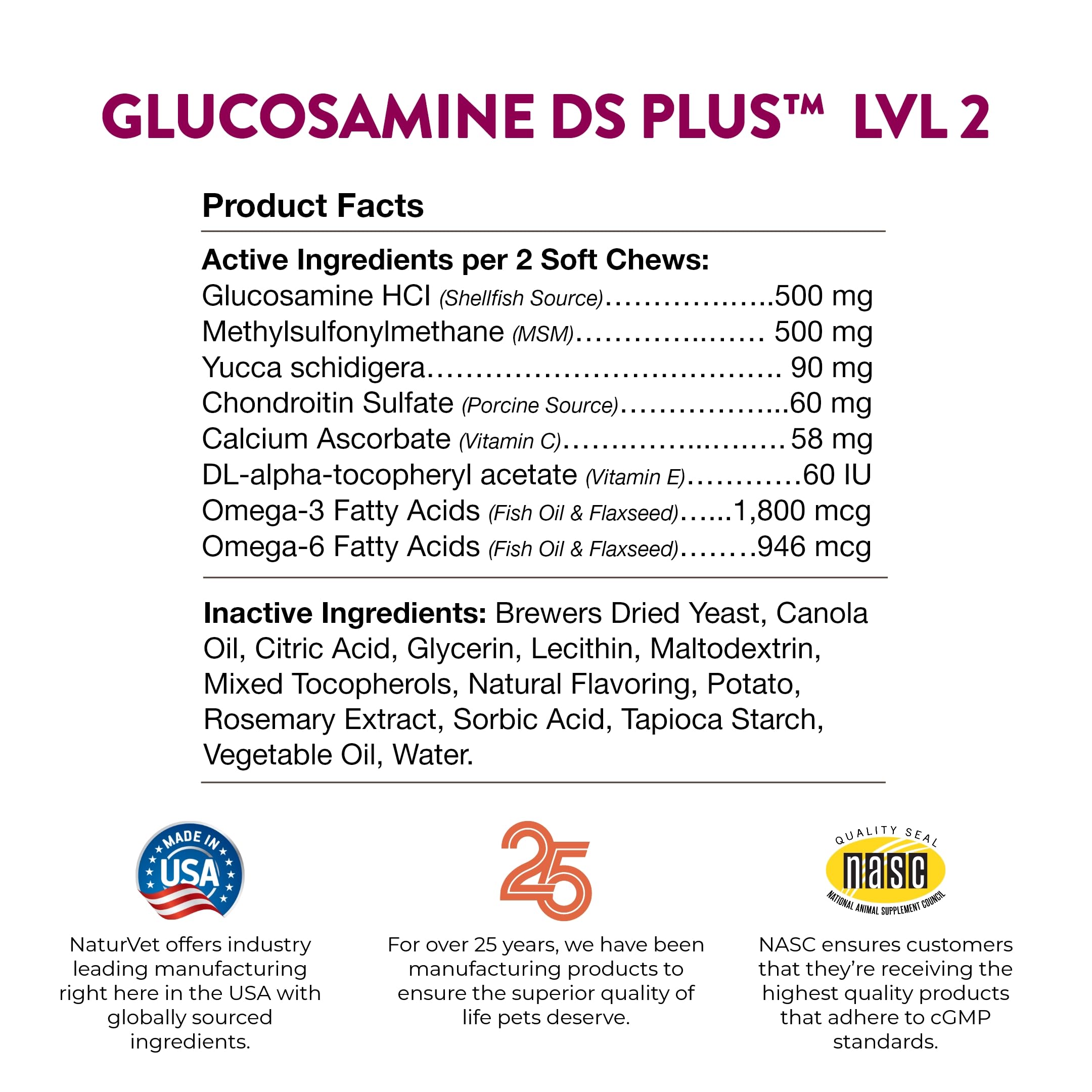 NaturVet – Glucosamine DS Plus - Level 2 Moderate Care – Supports Healthy Hip & Joint Function – Enhanced with Glucosamine, MSM & Chondroitin – for Dogs & Cats – 240 Soft Chews NaturVet Au supplements