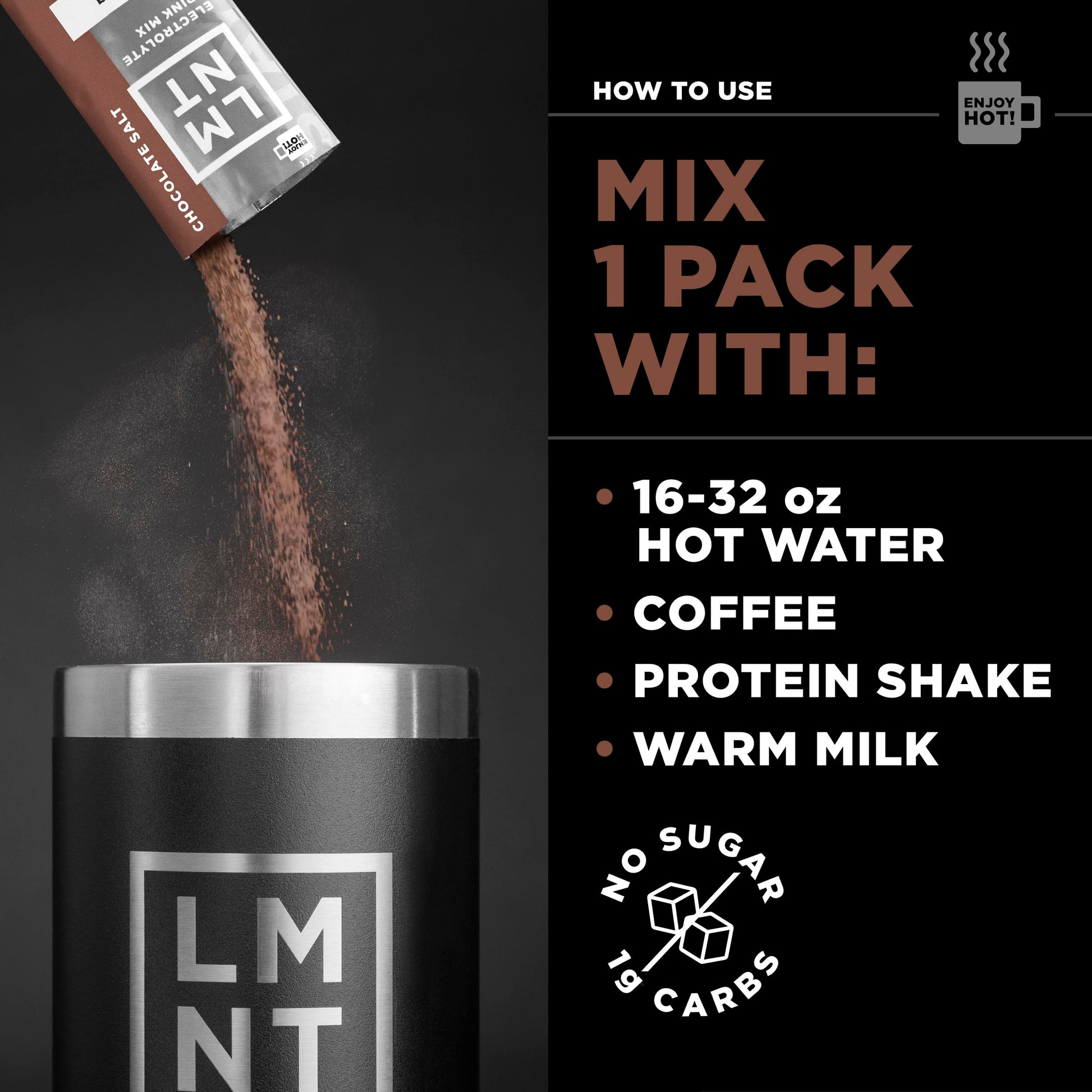 LMNT Zero-Sugar Electrolytes - Hot Chocolate Salt - Hydration Powder Packets Drink LMNT Au supplements