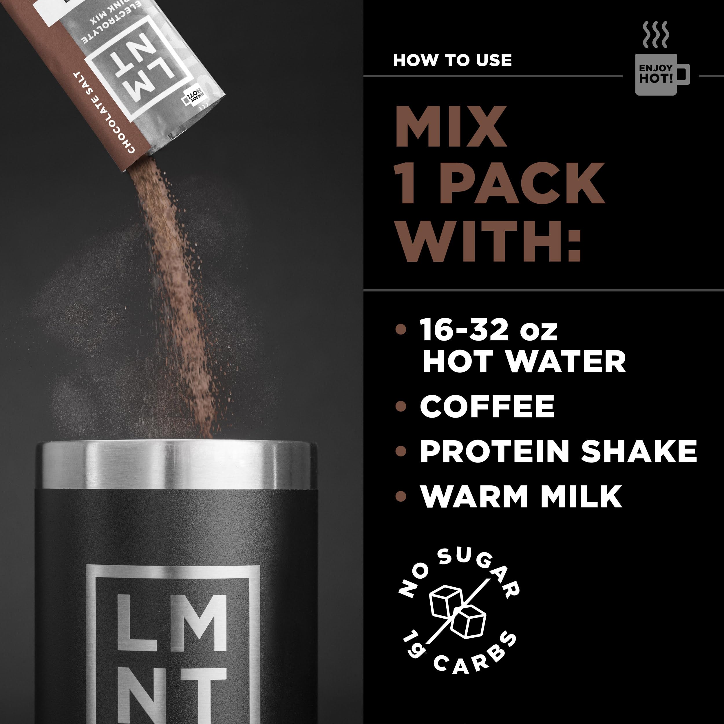 LMNT Zero-Sugar Electrolytes - Hot Chocolate Salt - Hydration Powder Packets Drink LMNT Au supplements